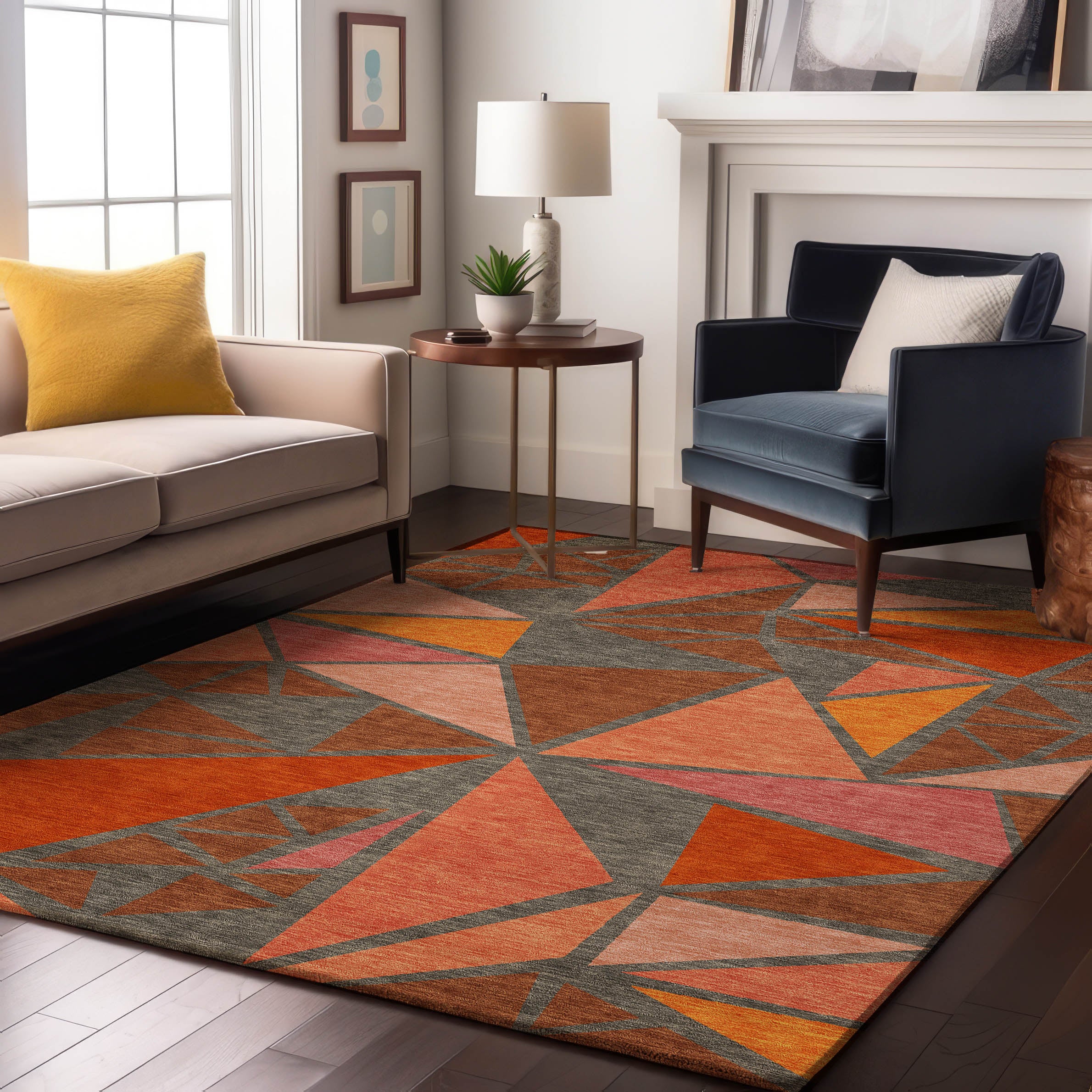 Valletta Machine Washable Transitional Rust Orange Rug 2'6" x 3'10" #shape_Rectangle