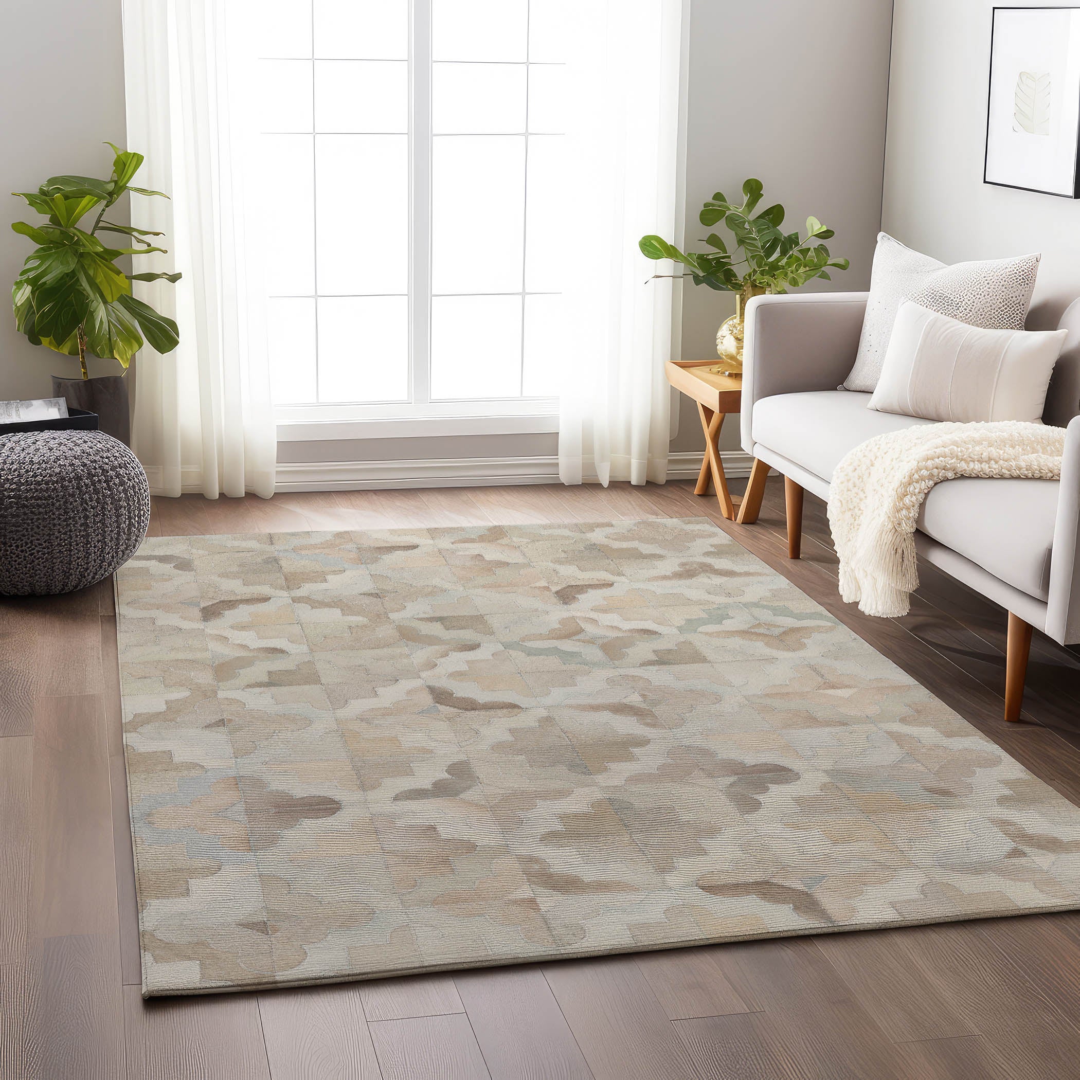 Ghent Machine Washable Cowhide Ivory Rug 2'6" x 3'10" #shape_Rectangle