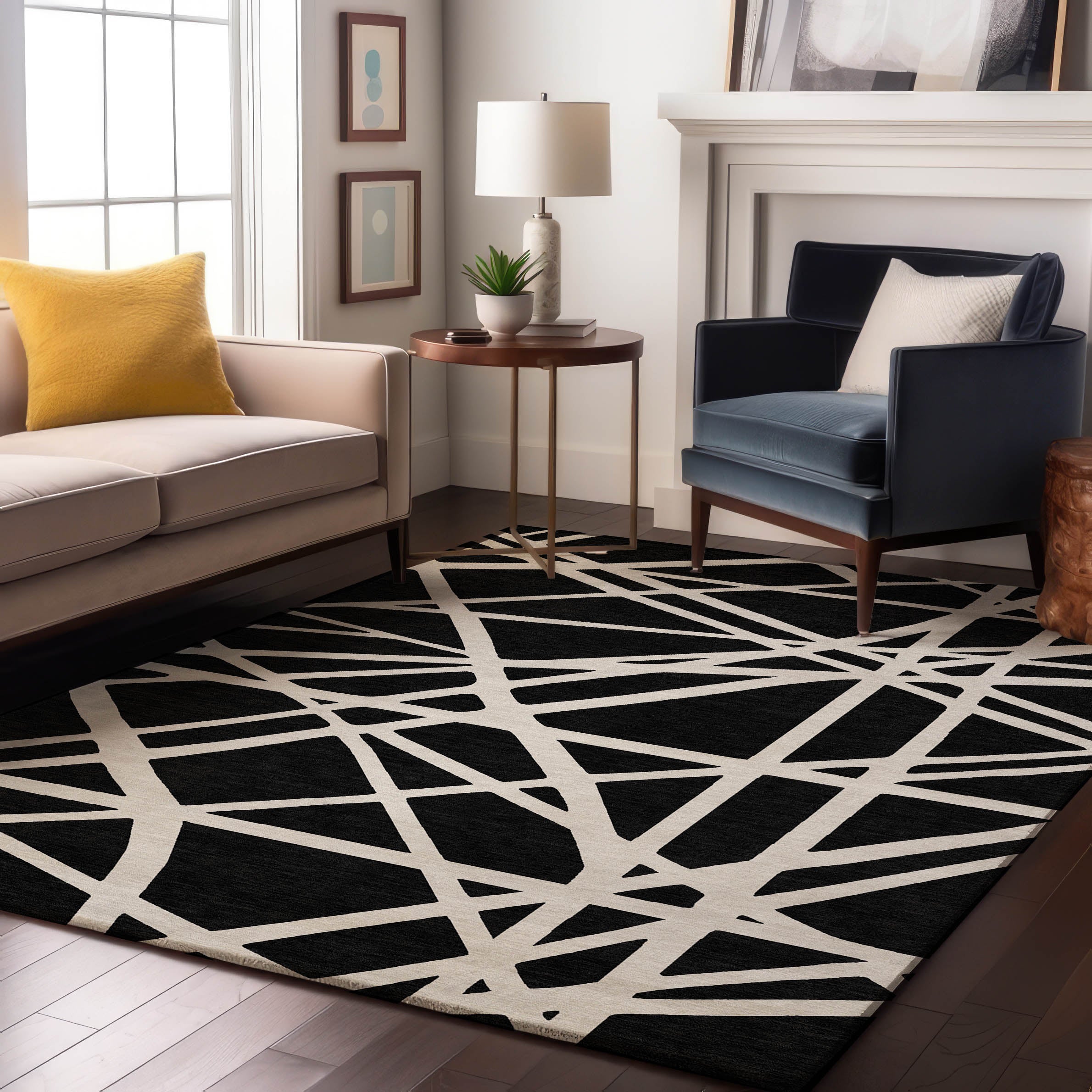 Bern Machine Washable Transitional Black Rug 2'6" x 3'10" #shape_Rectangle