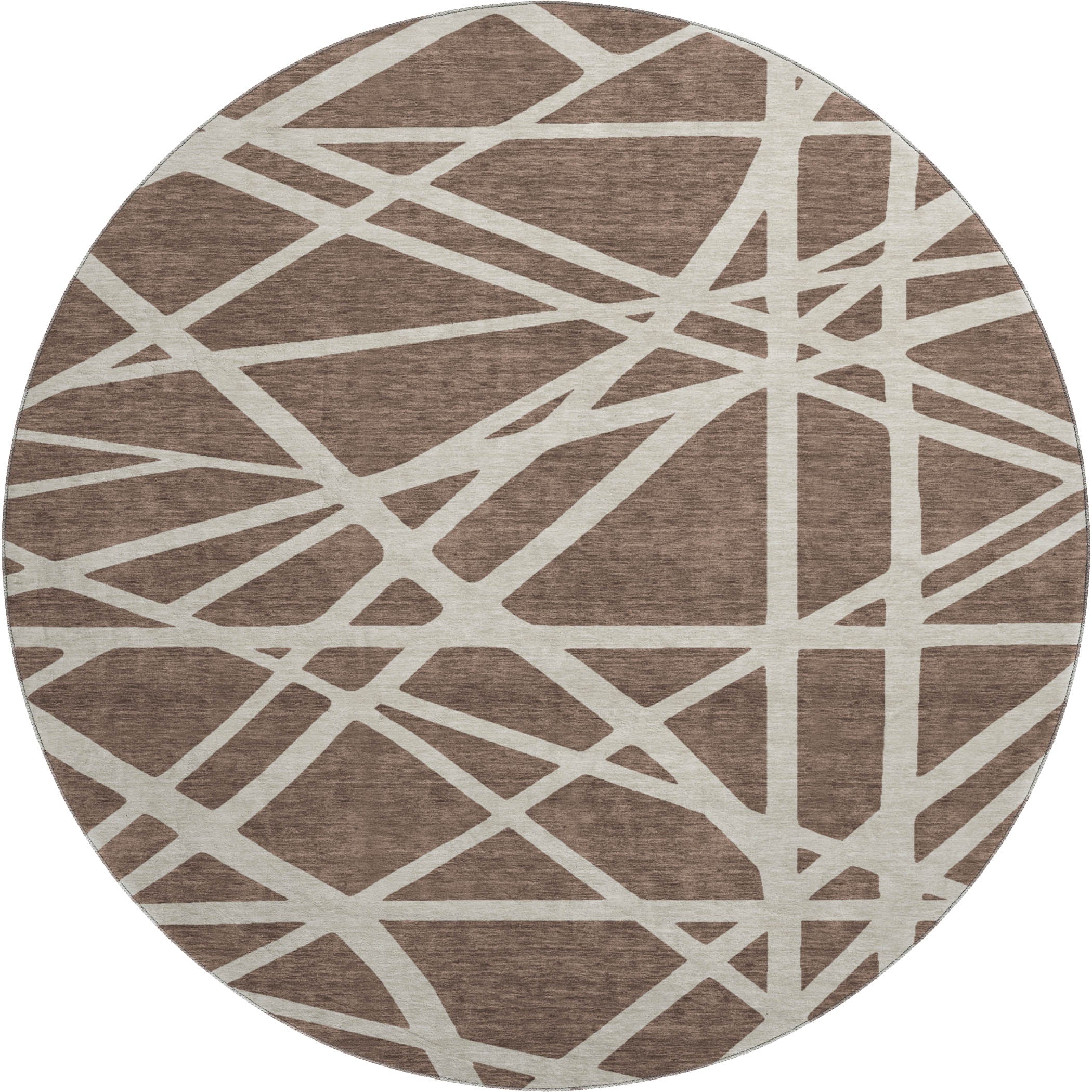 Bern Machine Washable Transitional Brown Rug 8' x 8' #shape_Round