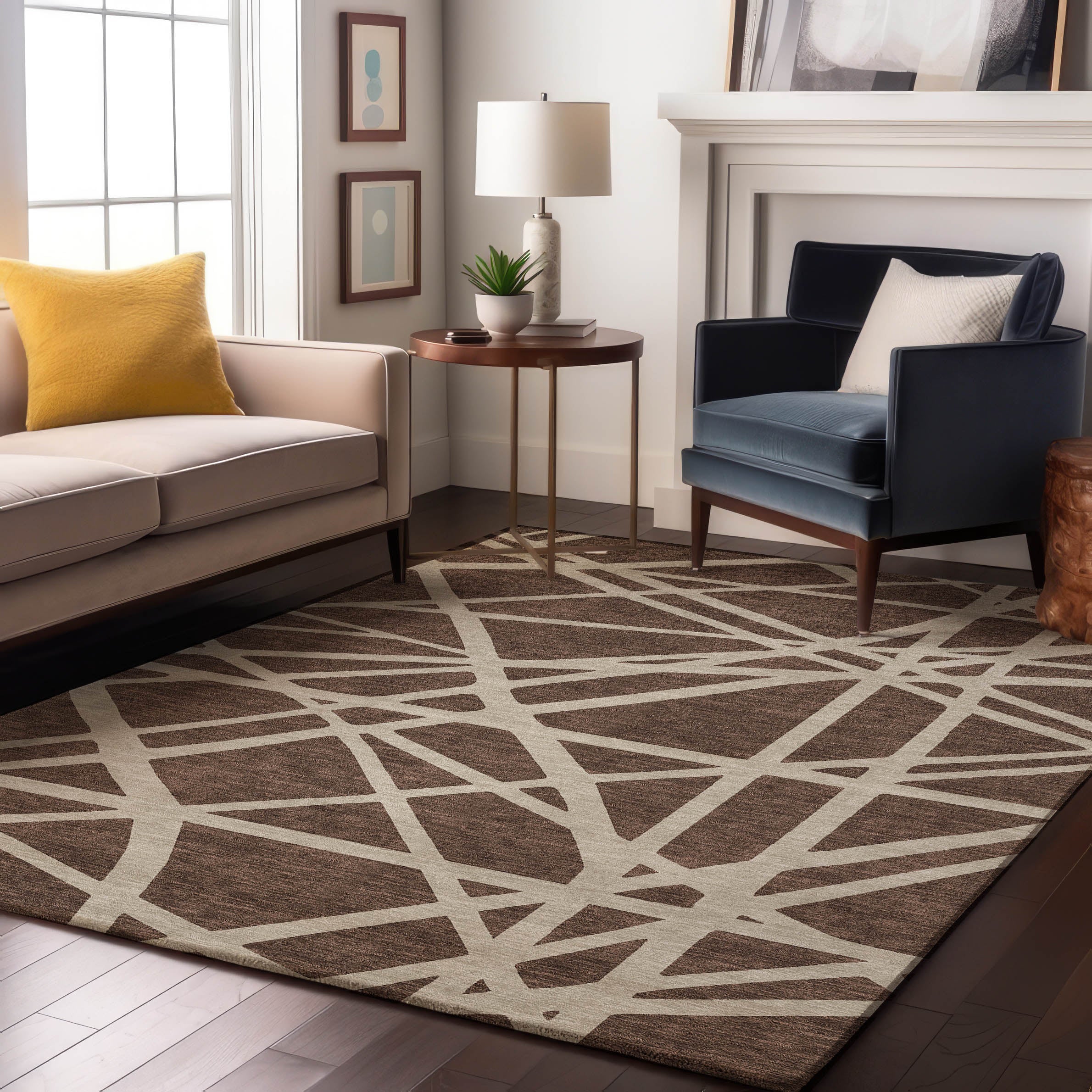 Bern Machine Washable Transitional Brown Rug 2'6" x 3'10" #shape_Rectangle