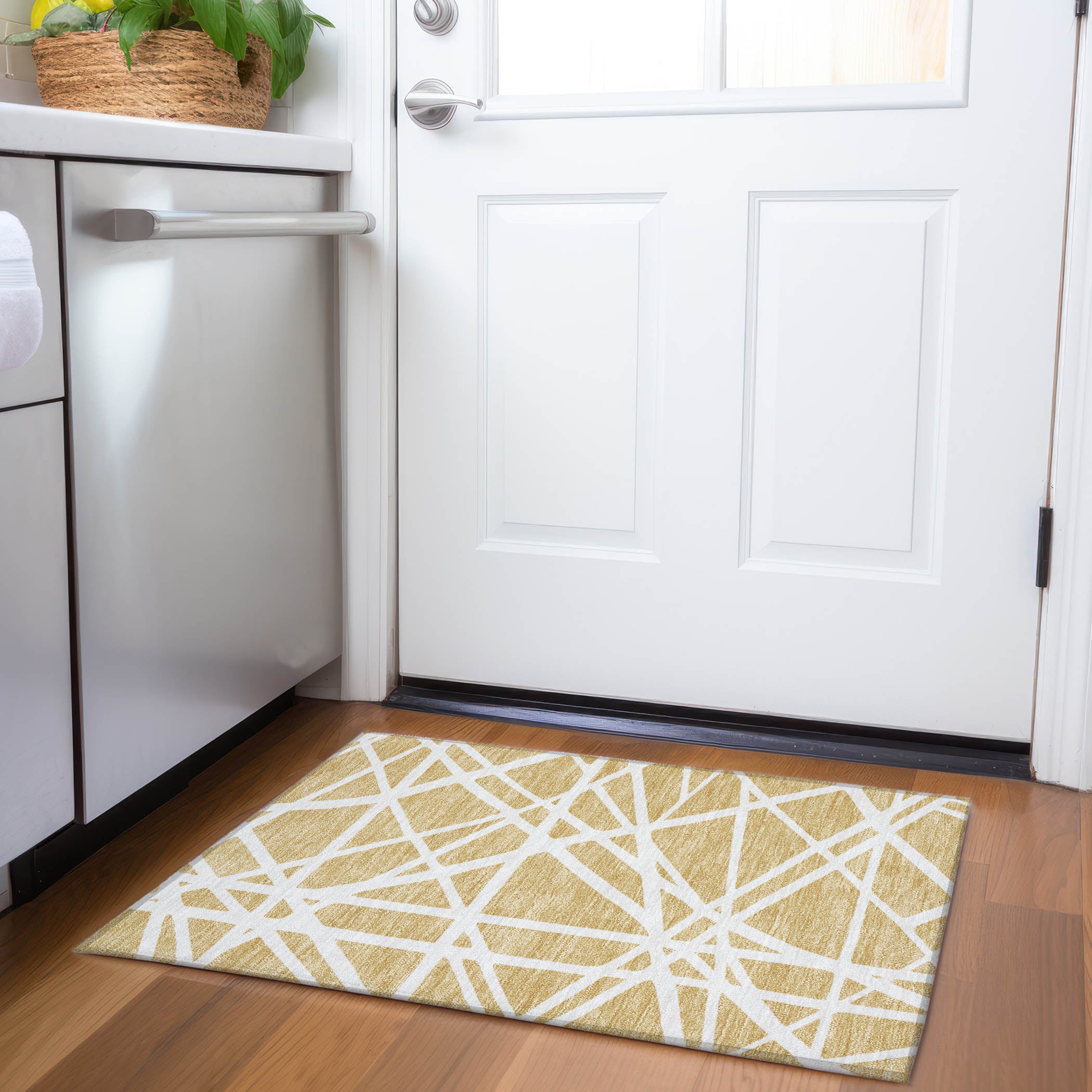 Bern Machine Washable Transitional Gold Rug 1'8" x 2'6" #shape_Rectangle