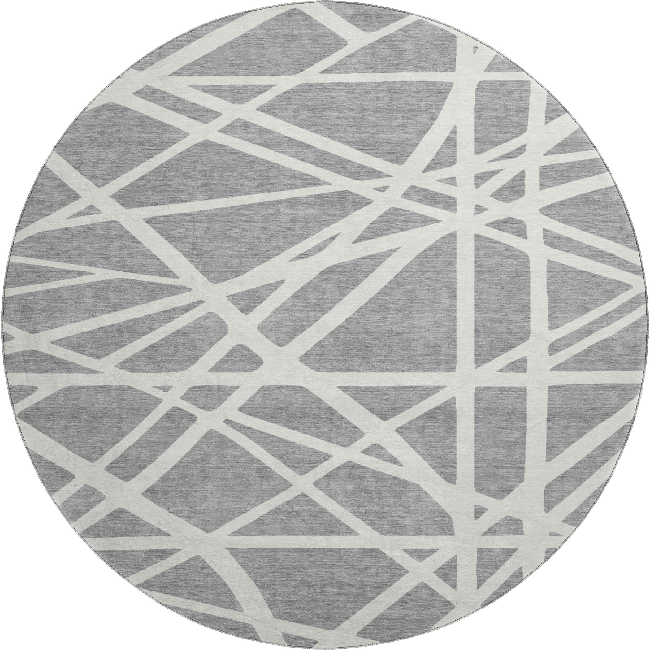 Bern Machine Washable Transitional Gray Rug 8' x 8' #shape_Round