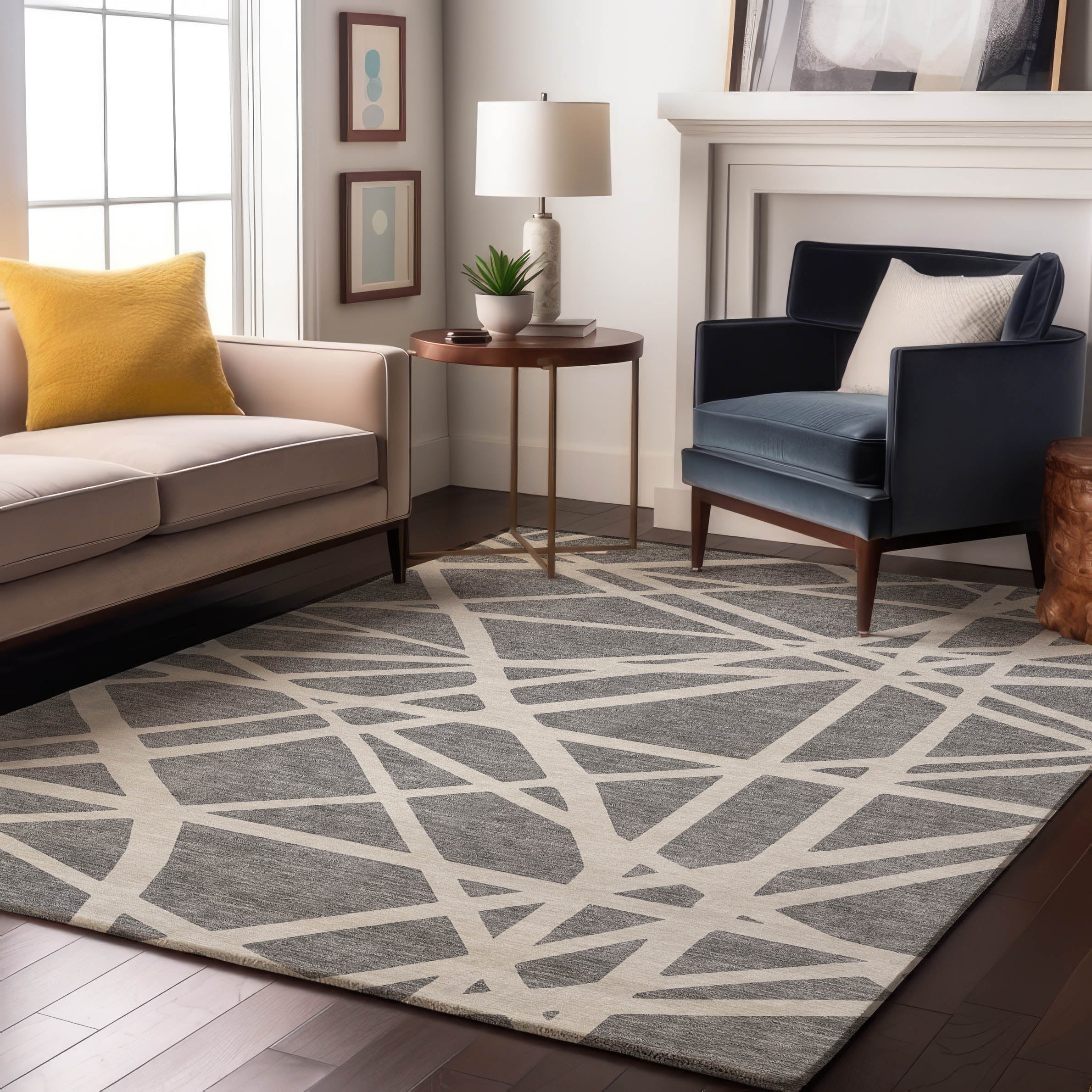 Bern Machine Washable Transitional Gray Rug 2'6" x 3'10" #shape_Rectangle