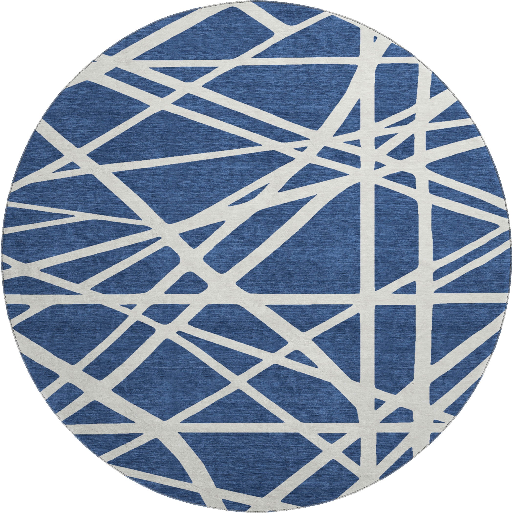 Bern Machine Washable Transitional Navy Blue Rug 8' x 8' #shape_Round