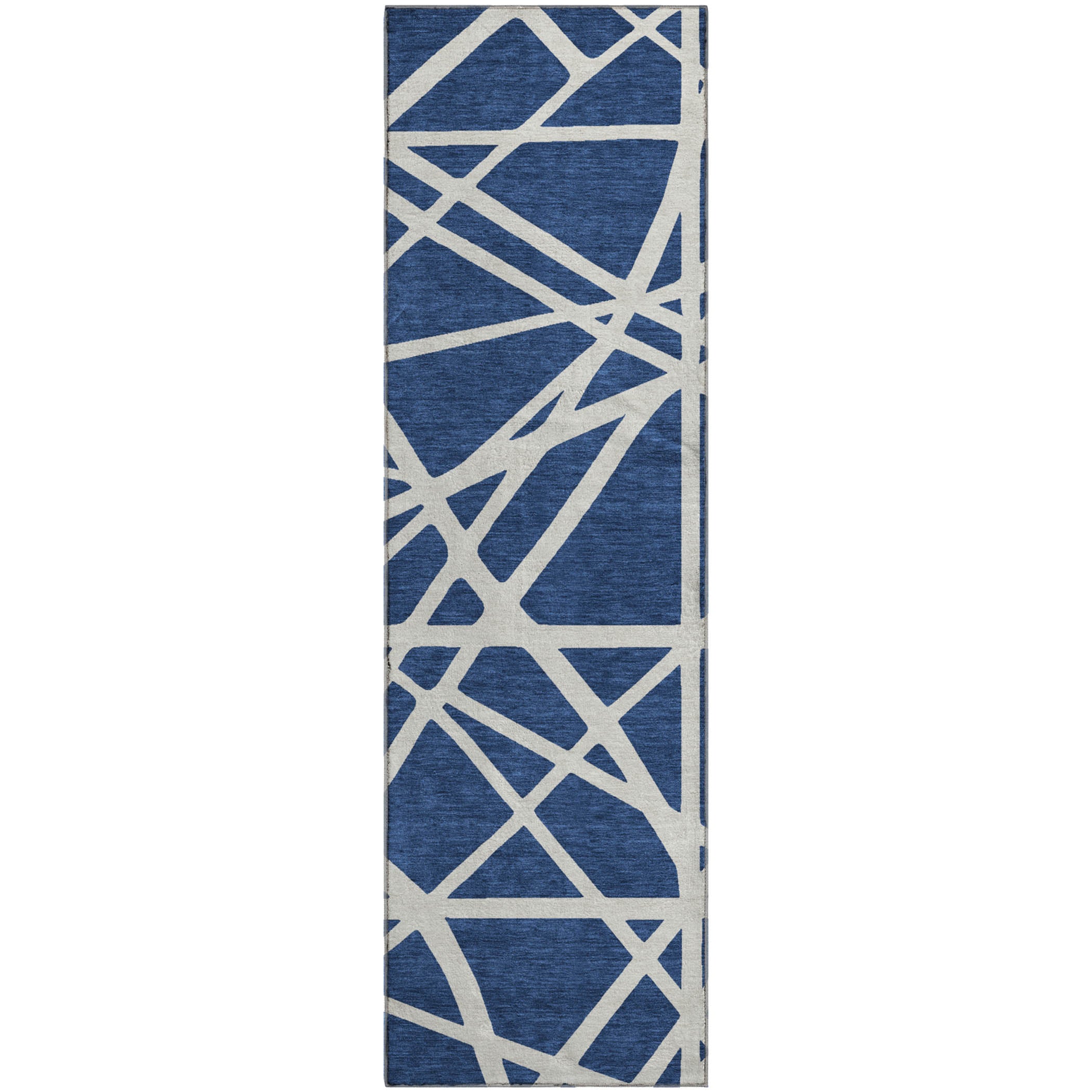 Bern Machine Washable Transitional Navy Blue Rug 2'3" x 7'6" #shape_Runner