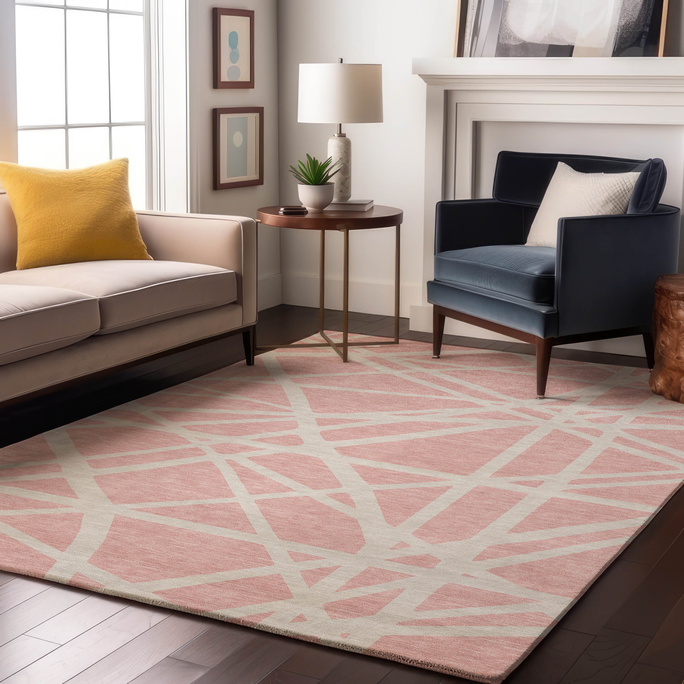 Bern Machine Washable Transitional Pink Rug 2'6" x 3'10" #shape_Rectangle