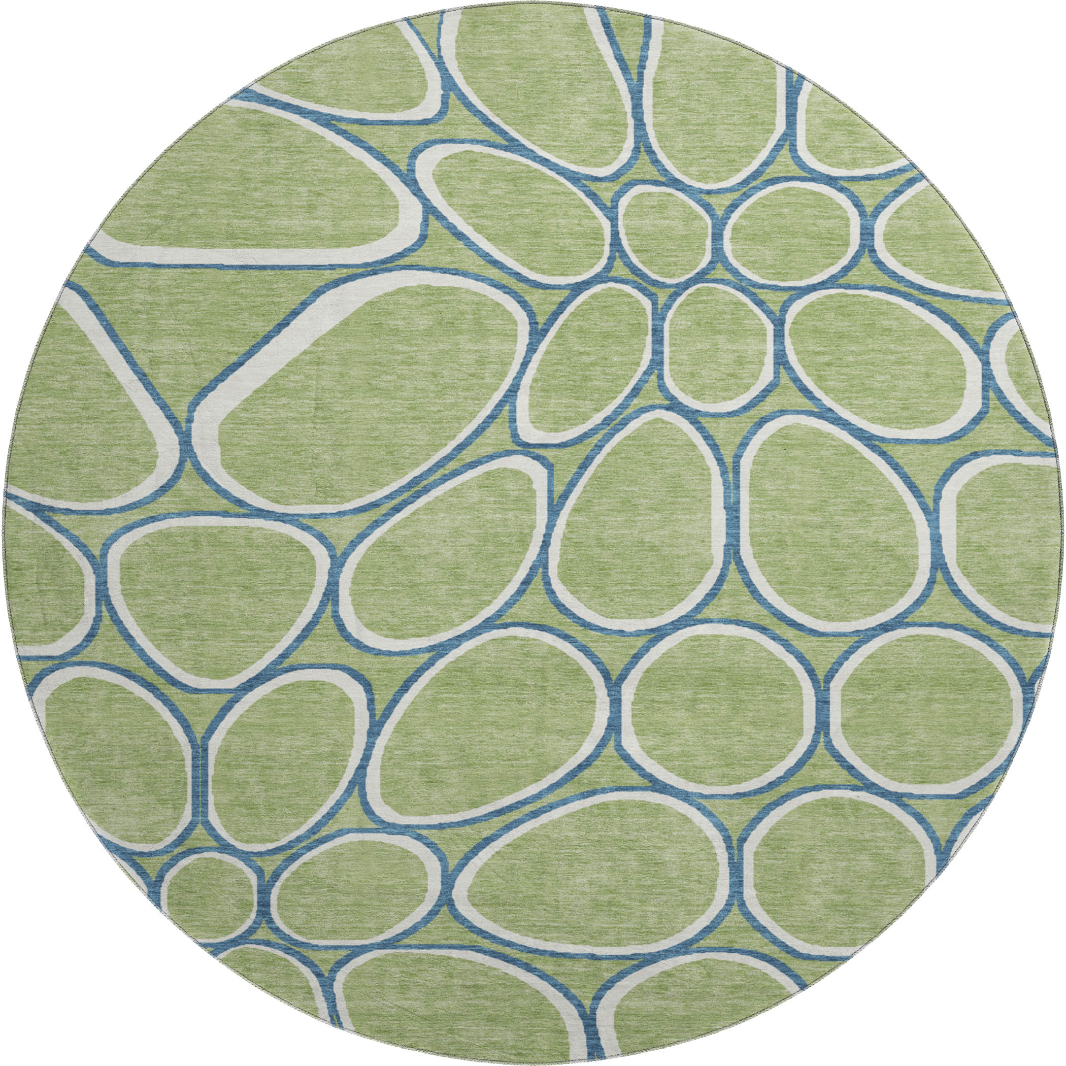 Oslo Machine Washable Transitional Aloe Green Rug 8' x 8' #shape_Round