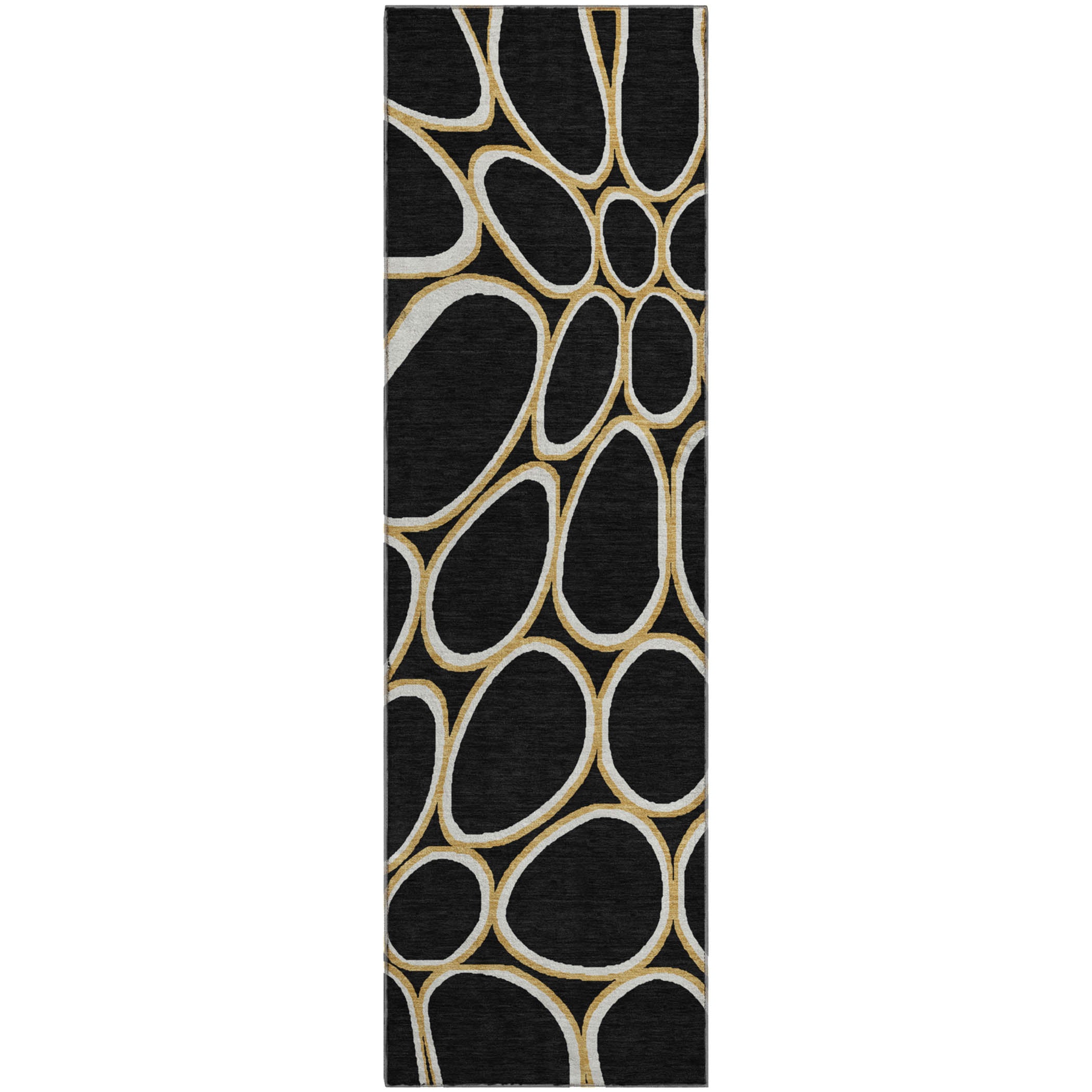 Oslo Machine Washable Transitional Black Rug 2'3" x 7'6" #shape_Runner