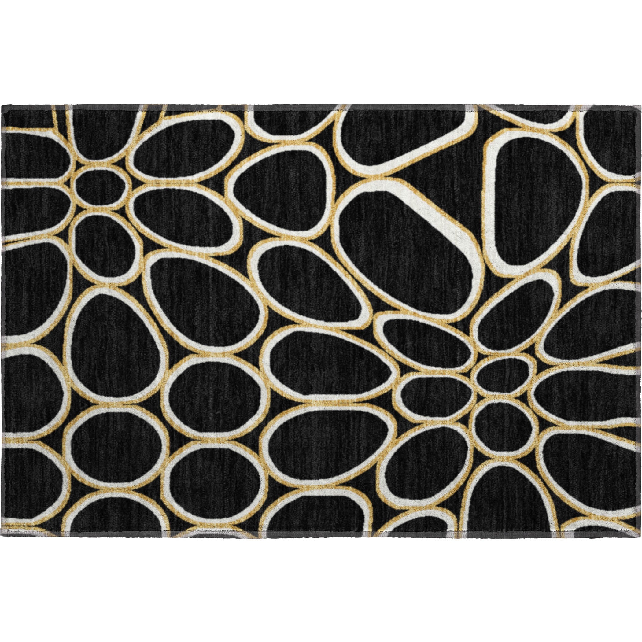 Oslo Machine Washable Transitional Black Rug 1'8" x 2'6" #shape_Rectangle