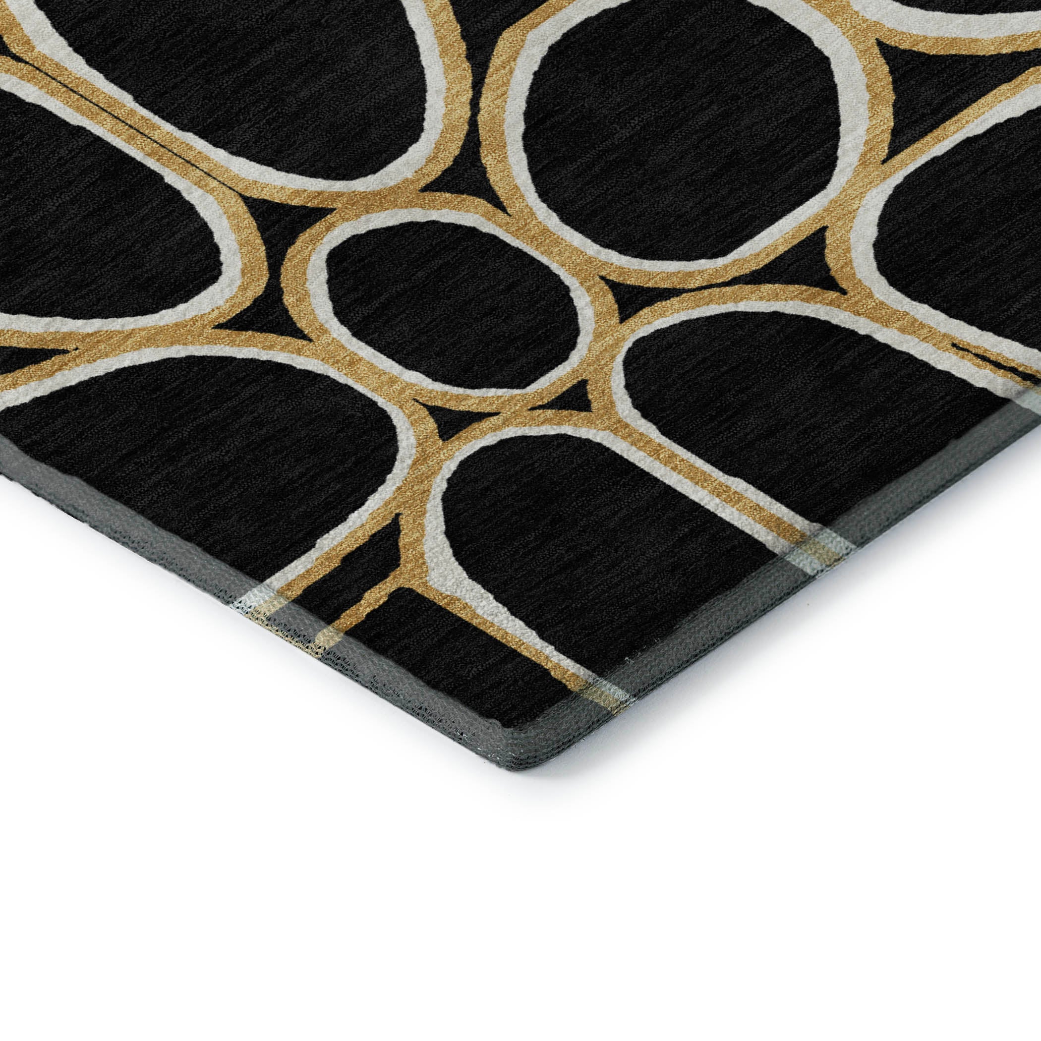 Oslo Machine Washable Transitional Black Rug 1'8" x 2'6" #shape_Rectangle