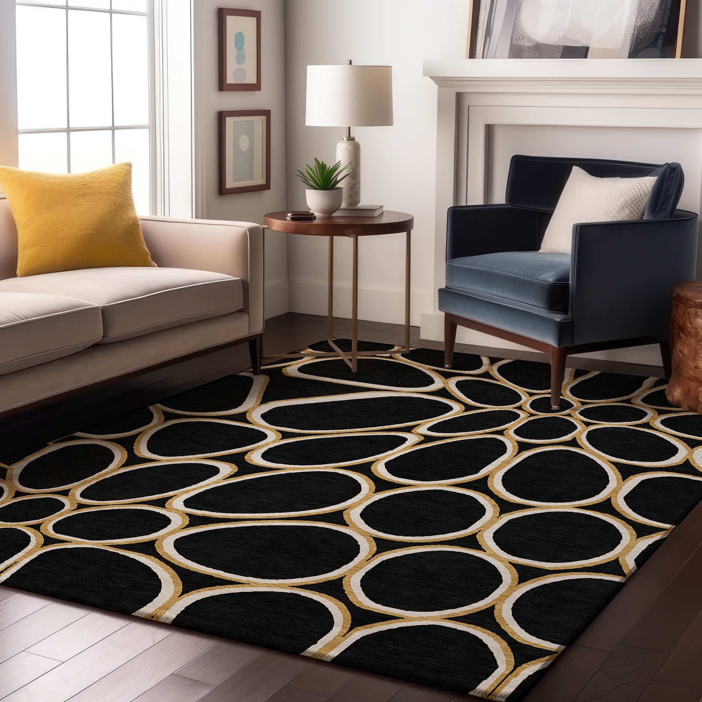 Oslo Machine Washable Transitional Black Rug 2'6" x 3'10" #shape_Rectangle