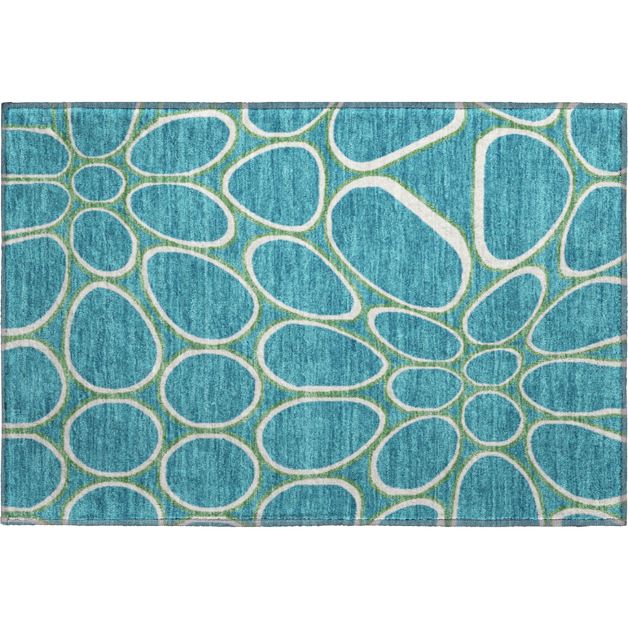 Oslo Machine Washable Transitional Teal Rug 1'8" x 2'6" #shape_Rectangle