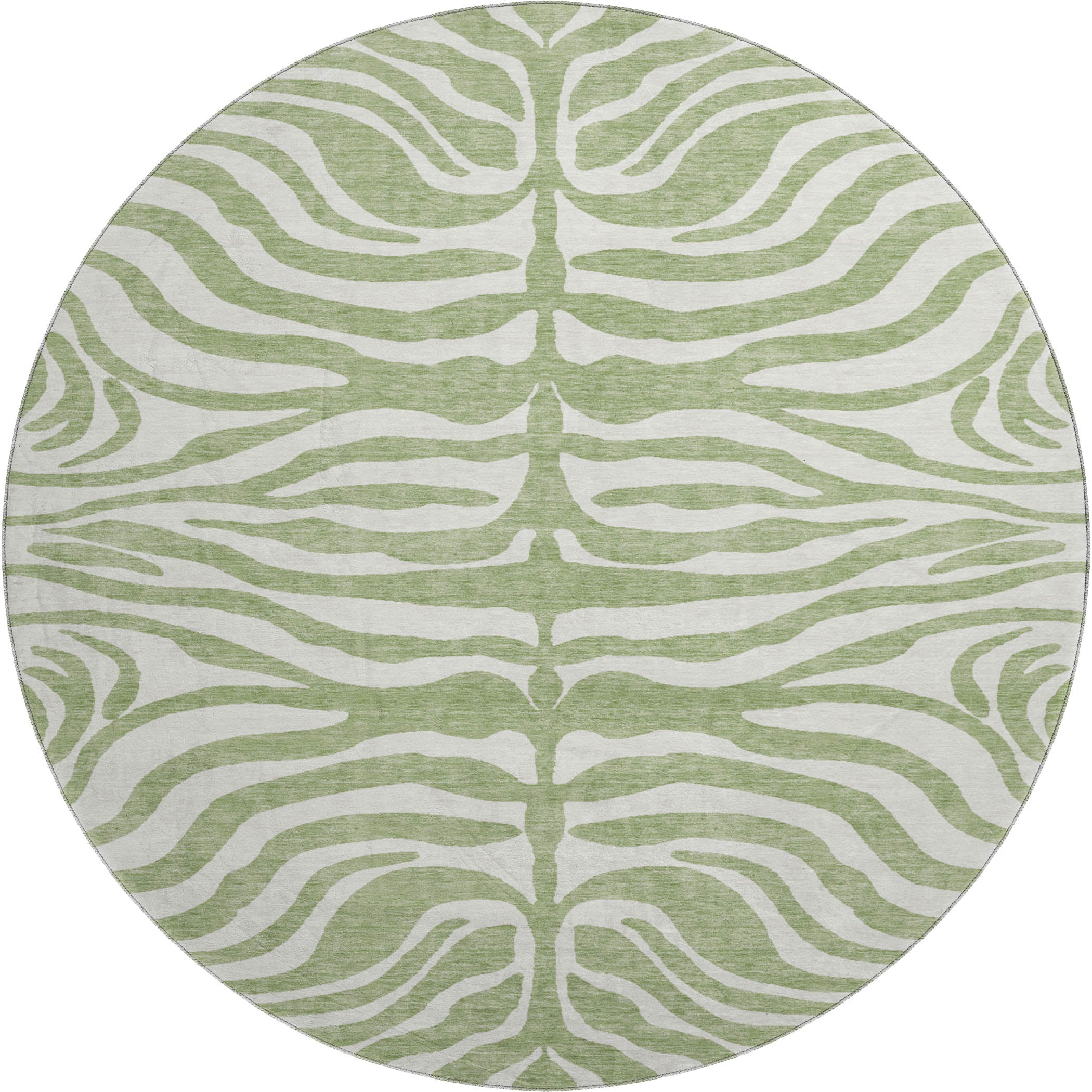 Dubrovnik Machine Washable Transitional Aloe Green Rug 8' x 8' #shape_Round
