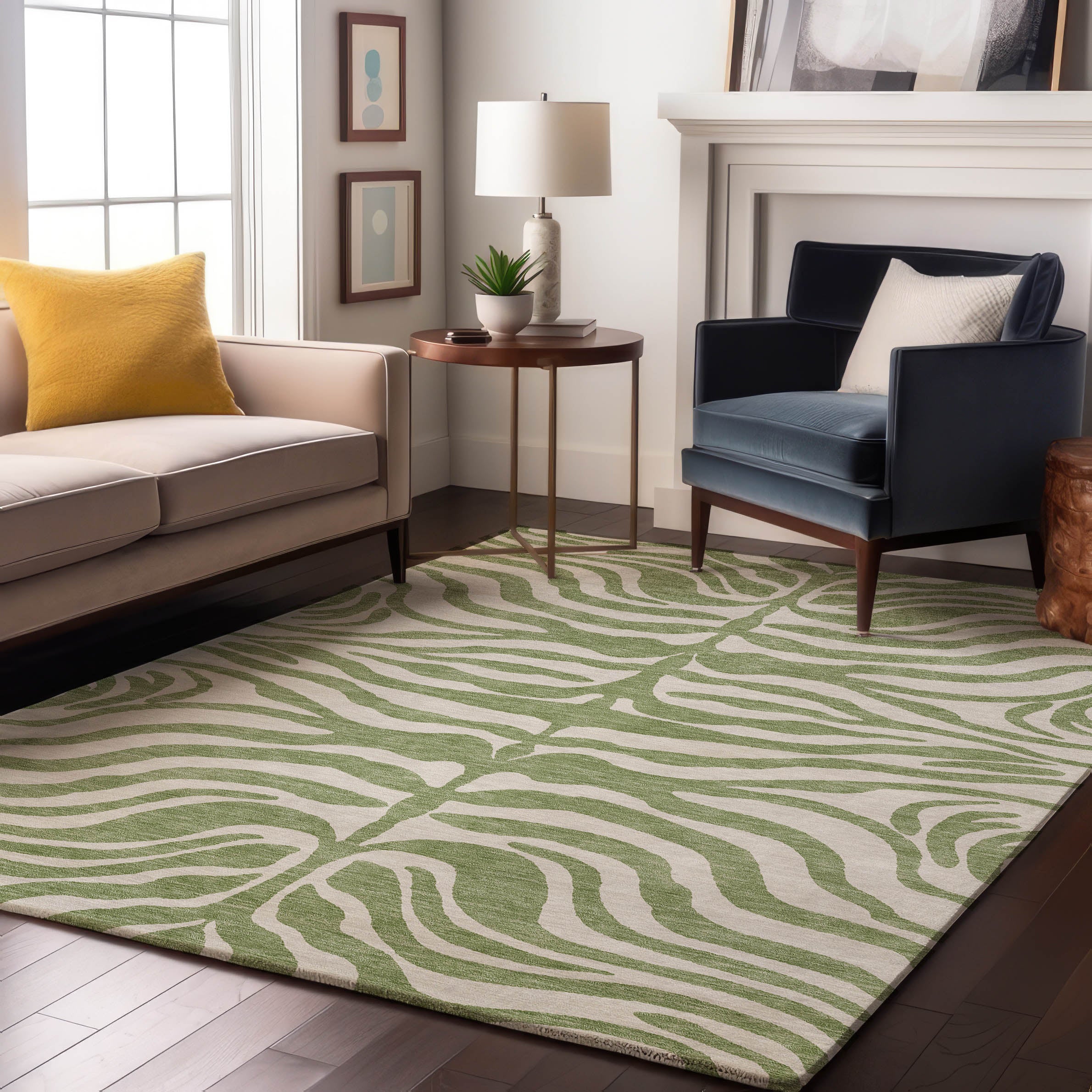 Dubrovnik Machine Washable Transitional Aloe Green Rug 2'6" x 3'10" #shape_Rectangle