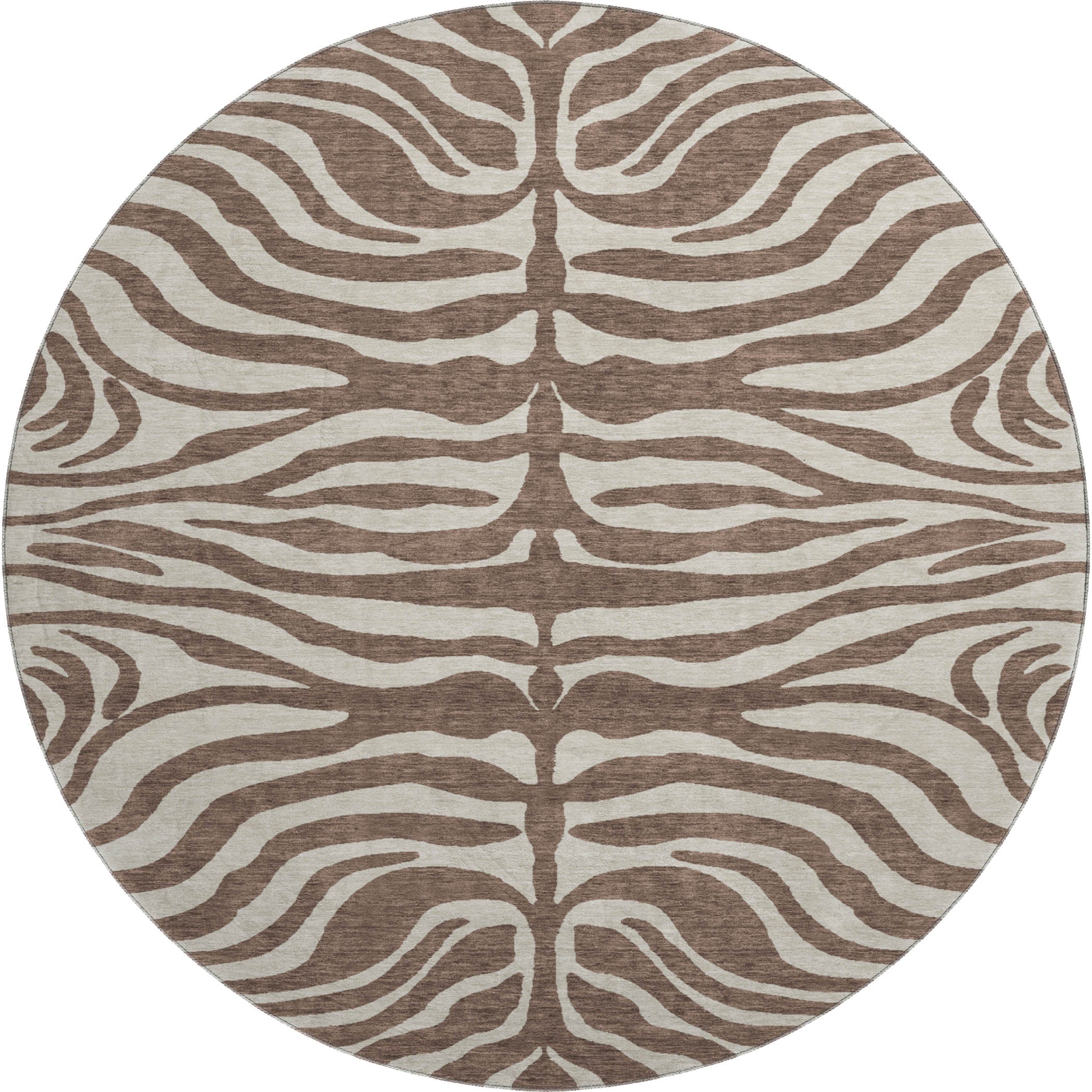 Dubrovnik Machine Washable Transitional Brown Rug 8' x 8' #shape_Round