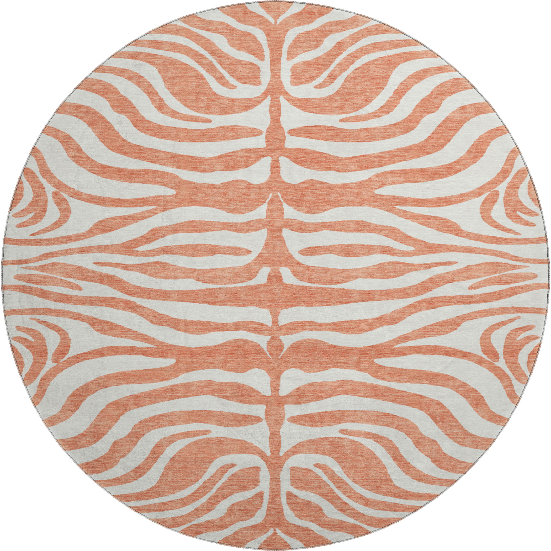 Dubrovnik Machine Washable Transitional Coral Orange Rug 8' x 8' #shape_Round