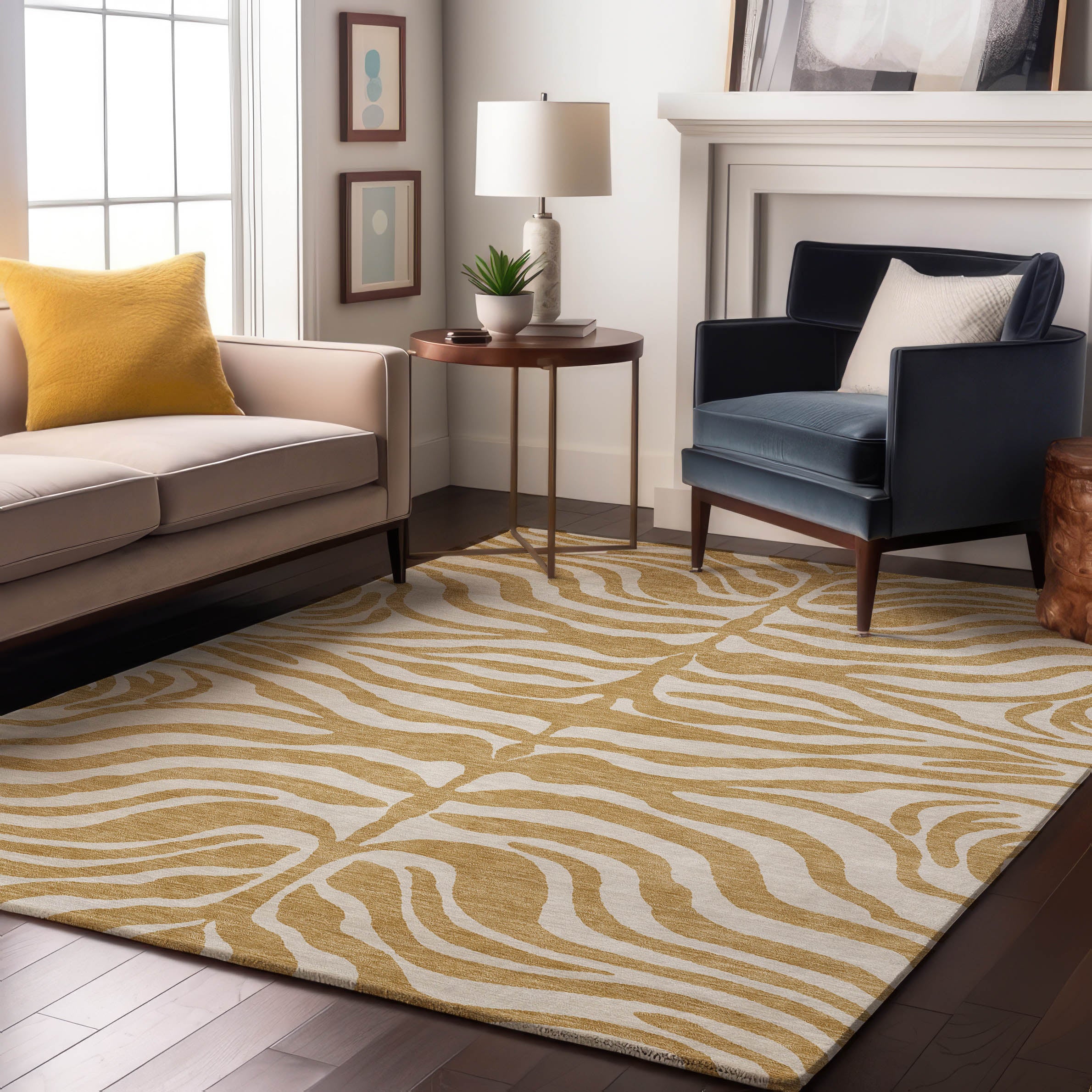 Dubrovnik Machine Washable Transitional Gold Rug 2'6" x 3'10" #shape_Rectangle