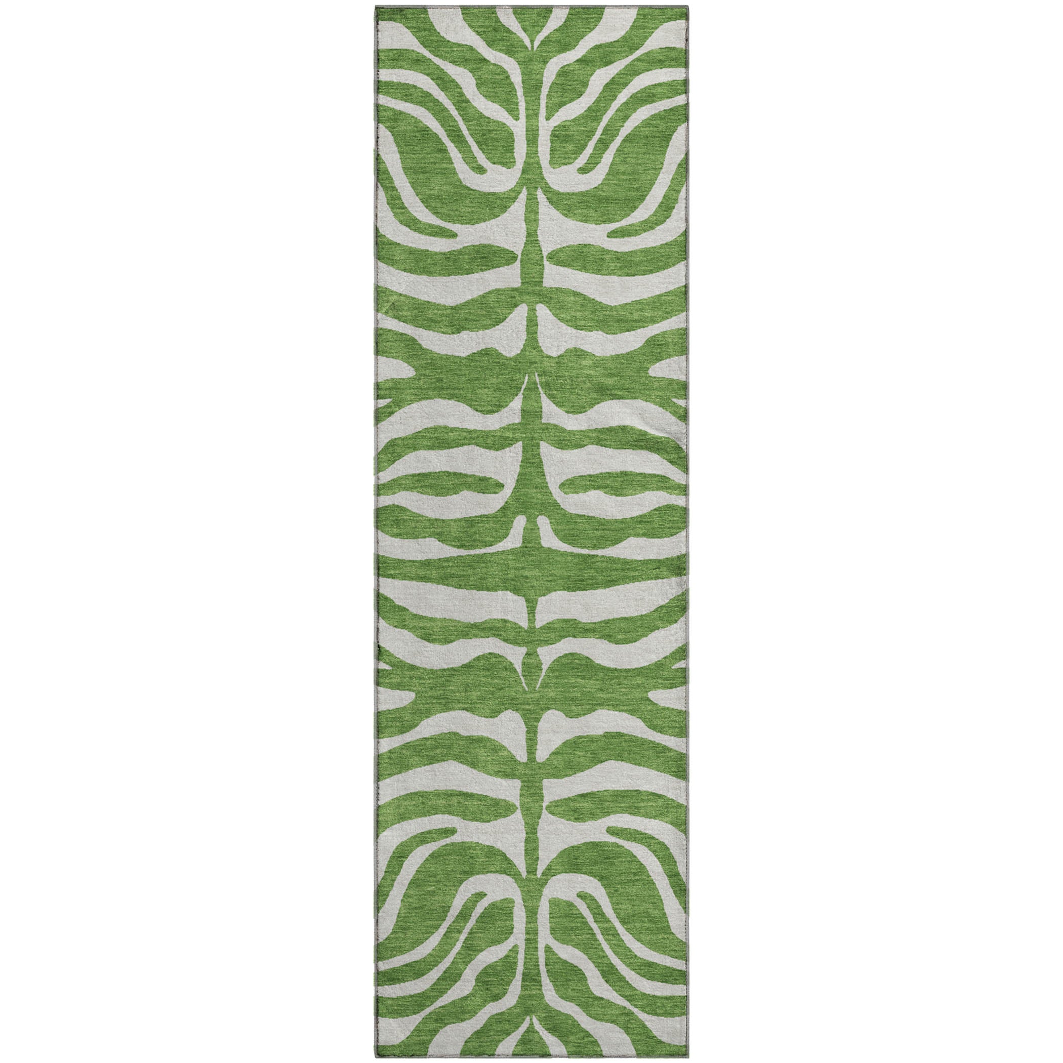Dubrovnik Machine Washable Transitional Green Rug 2'3" x 7'6" #shape_Runner