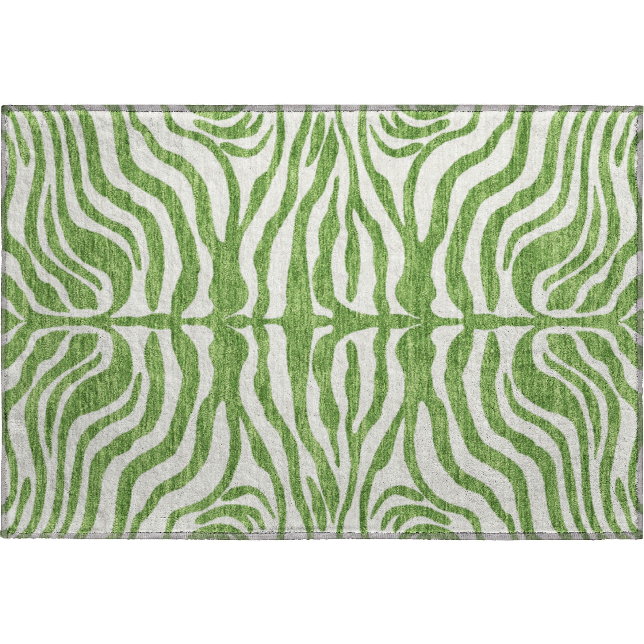 Dubrovnik Machine Washable Transitional Green Rug 1'8" x 2'6" #shape_Rectangle