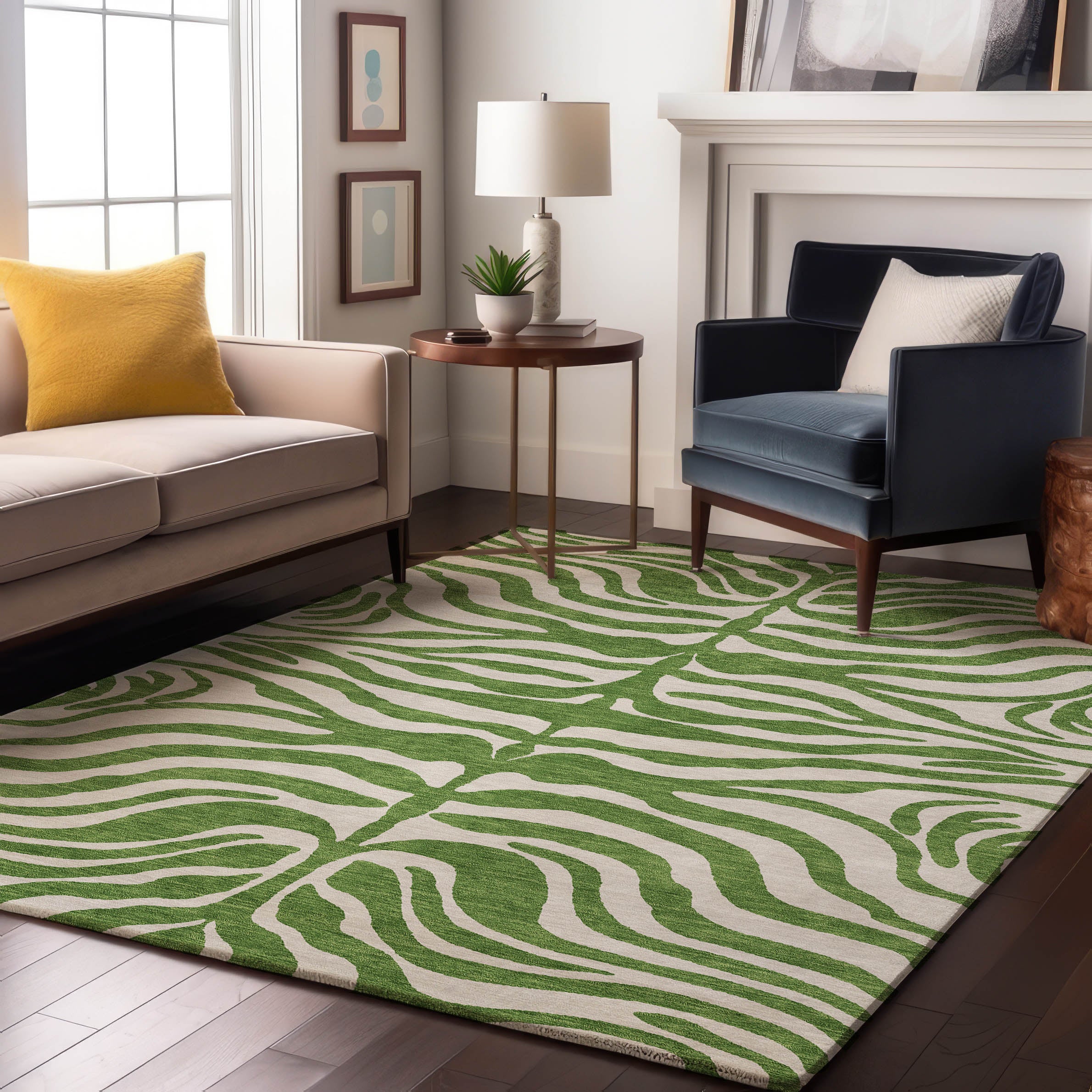 Dubrovnik Machine Washable Transitional Green Rug 2'6" x 3'10" #shape_Rectangle