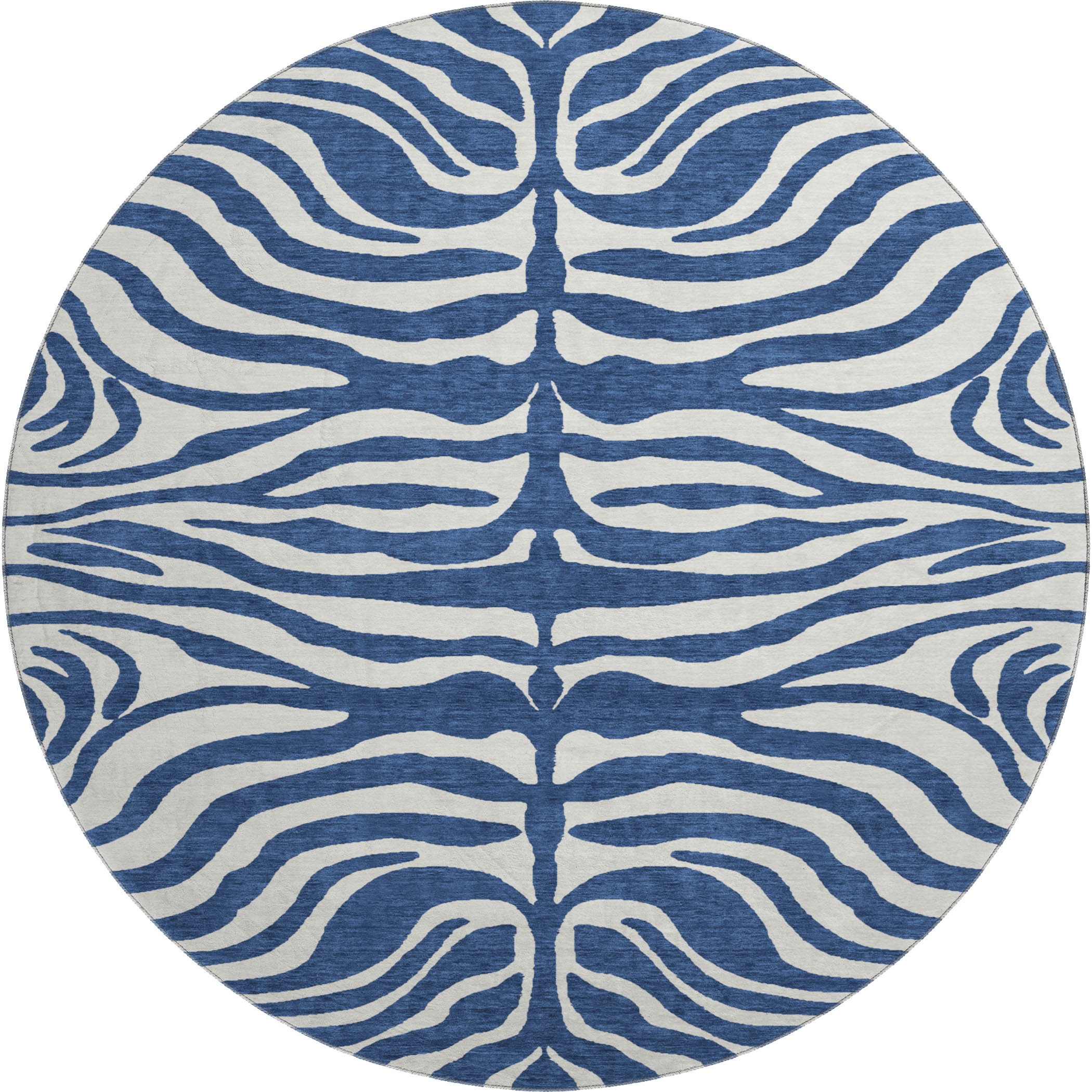 Dubrovnik Machine Washable Transitional Navy Blue Rug 8' x 8' #shape_Round