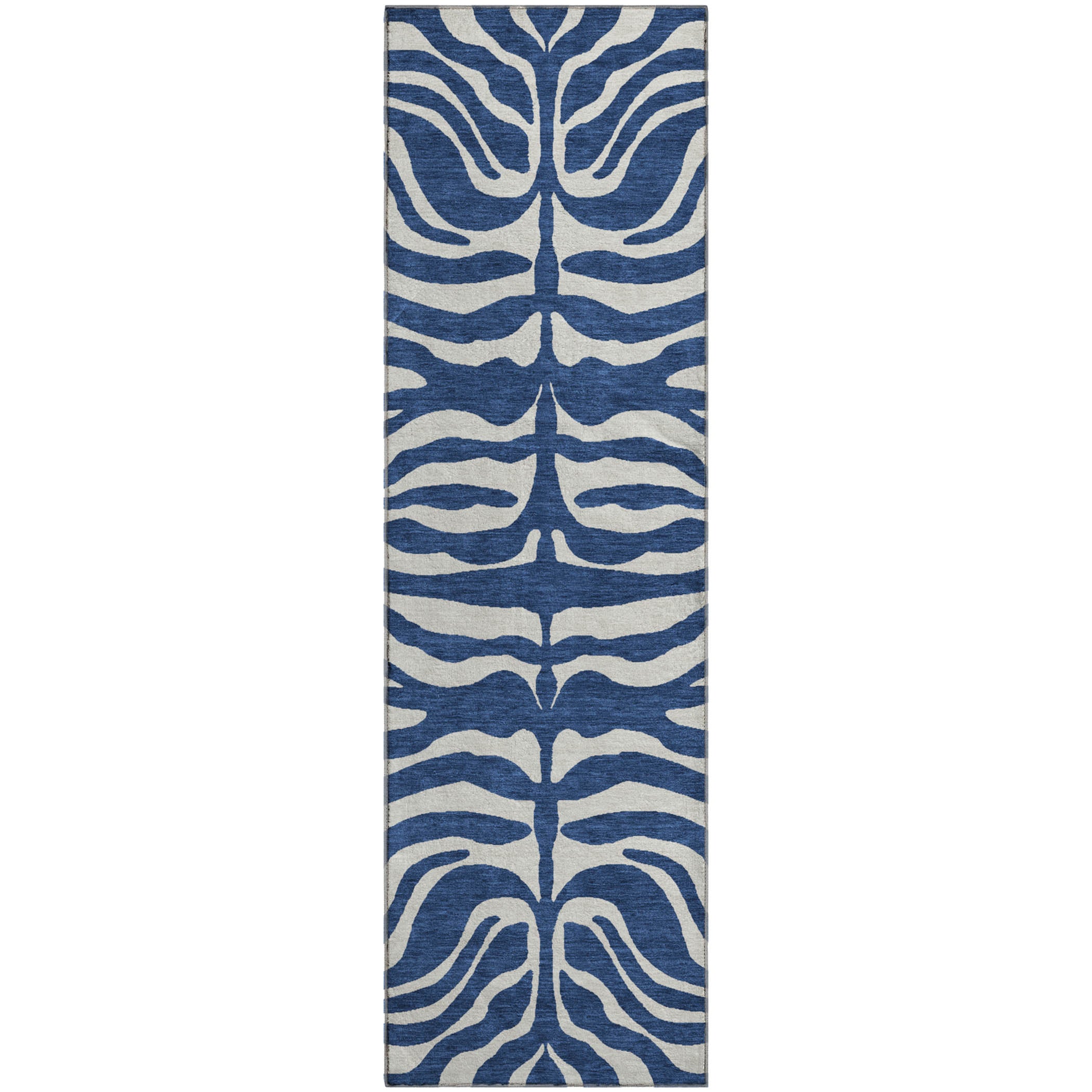 Dubrovnik Machine Washable Transitional Navy Blue Rug 2'3" x 7'6" #shape_Runner