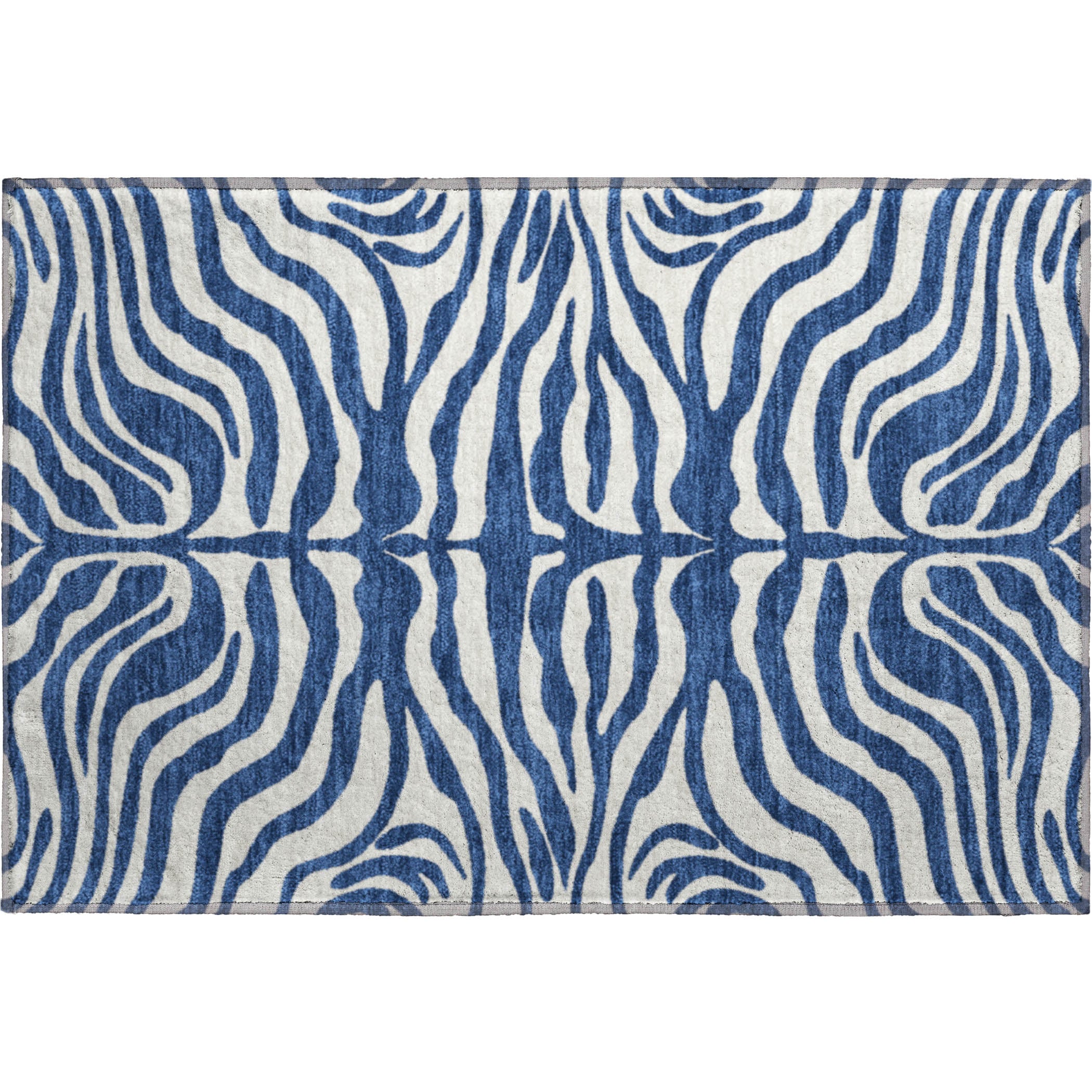 Dubrovnik Machine Washable Transitional Navy Blue Rug 1'8" x 2'6" #shape_Rectangle