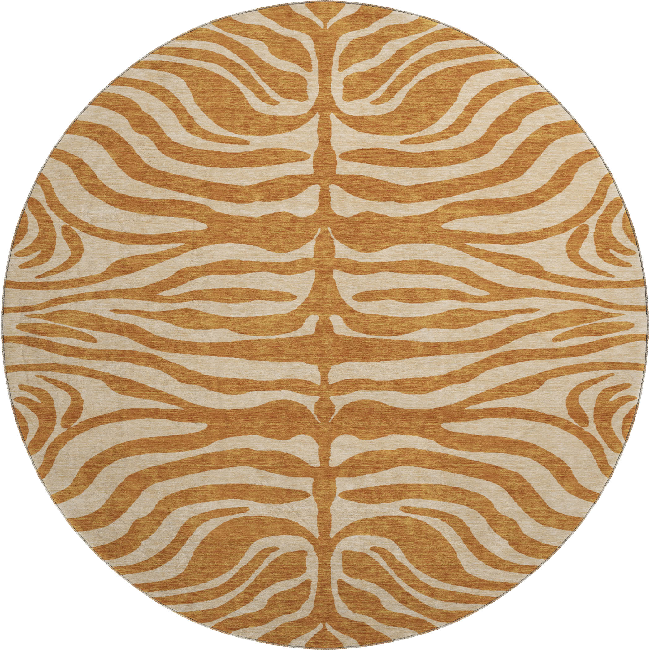 Dubrovnik Machine Washable Transitional Paprika Orange Rug 8' x 8' #shape_Round