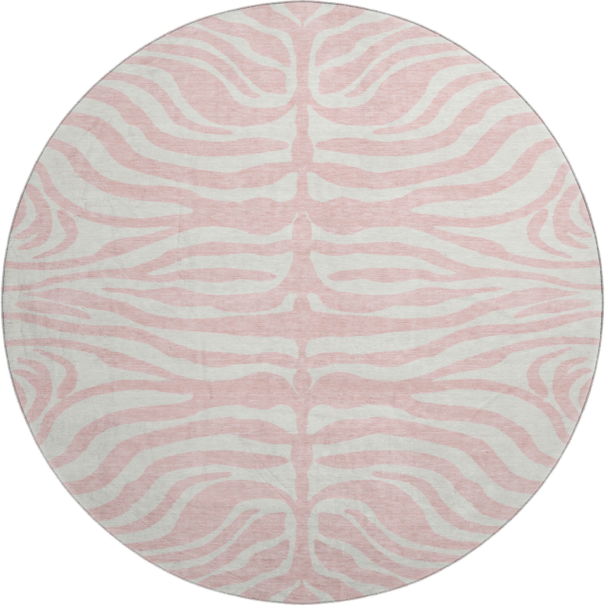 Dubrovnik Machine Washable Transitional Pink Rug 8' x 8' #shape_Round