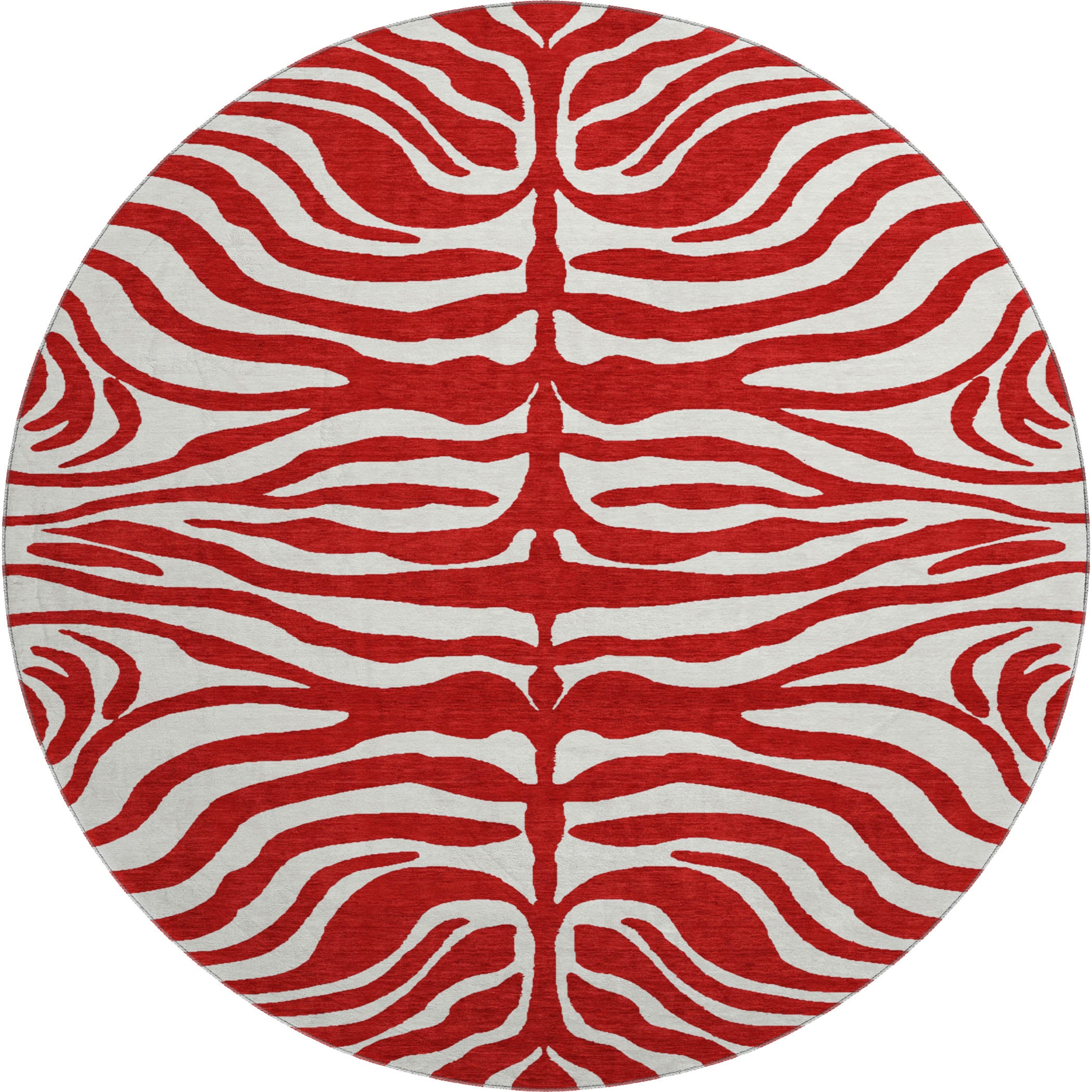 Dubrovnik Machine Washable Transitional Red Rug 8' x 8' #shape_Round