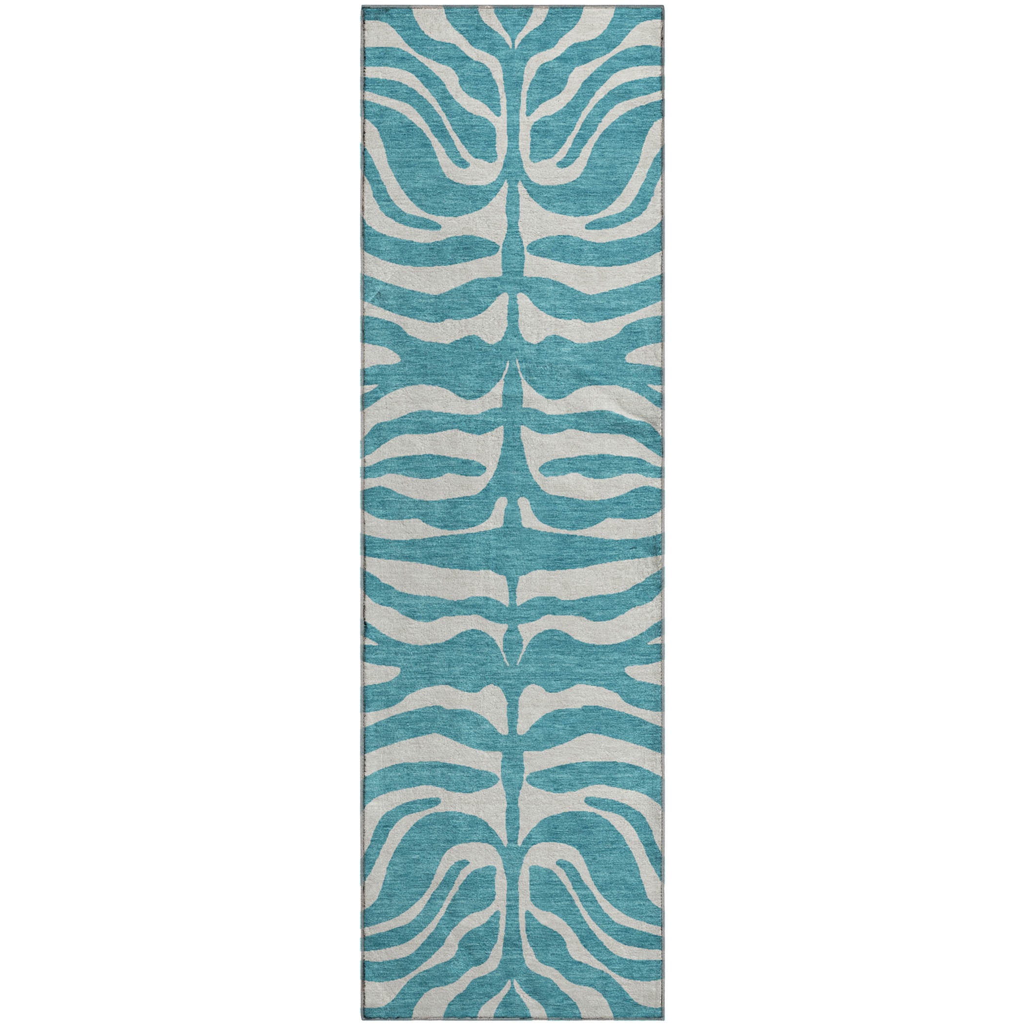 Dubrovnik Machine Washable Transitional Teal Rug 2'3" x 7'6" #shape_Runner