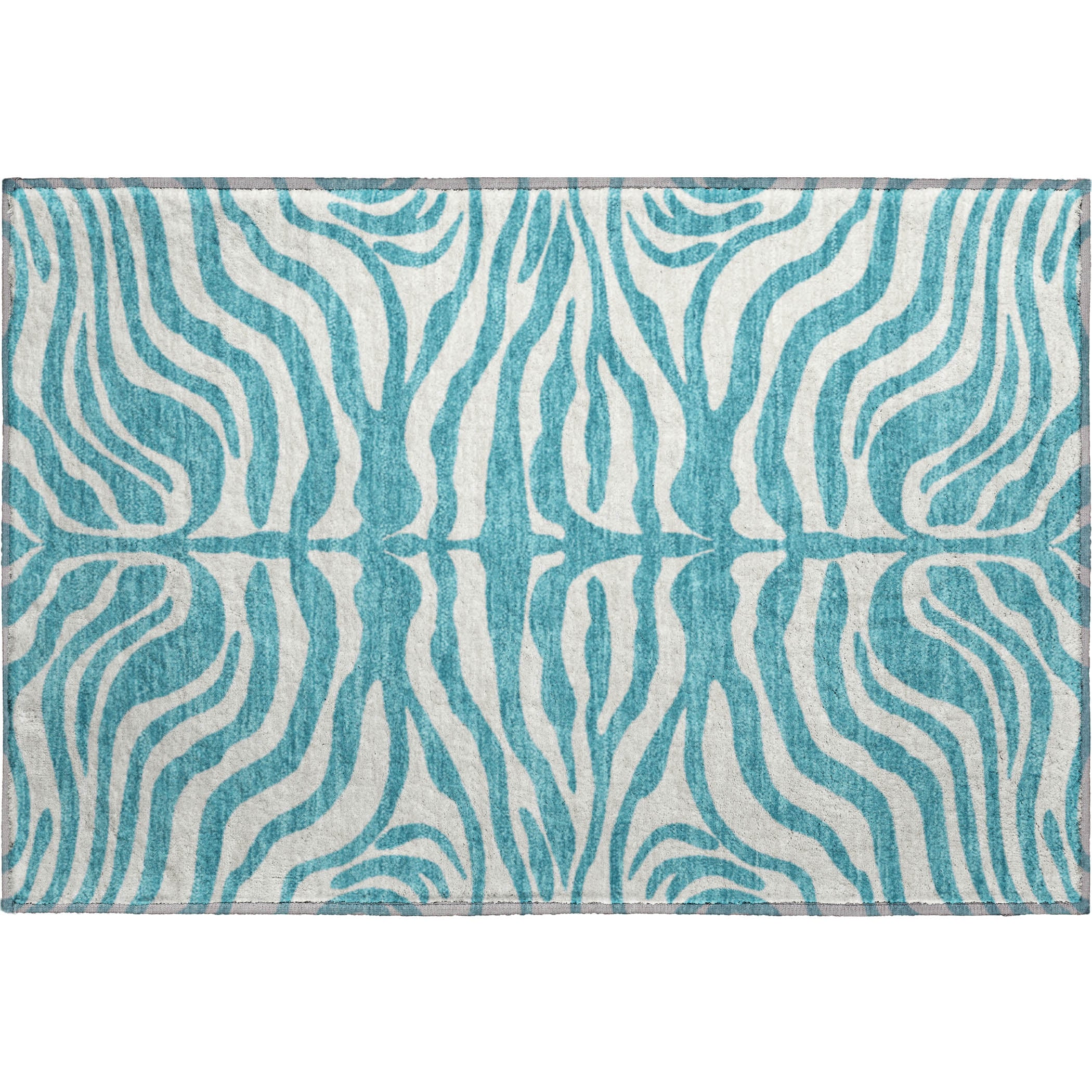 Dubrovnik Machine Washable Transitional Teal Rug 1'8" x 2'6" #shape_Rectangle