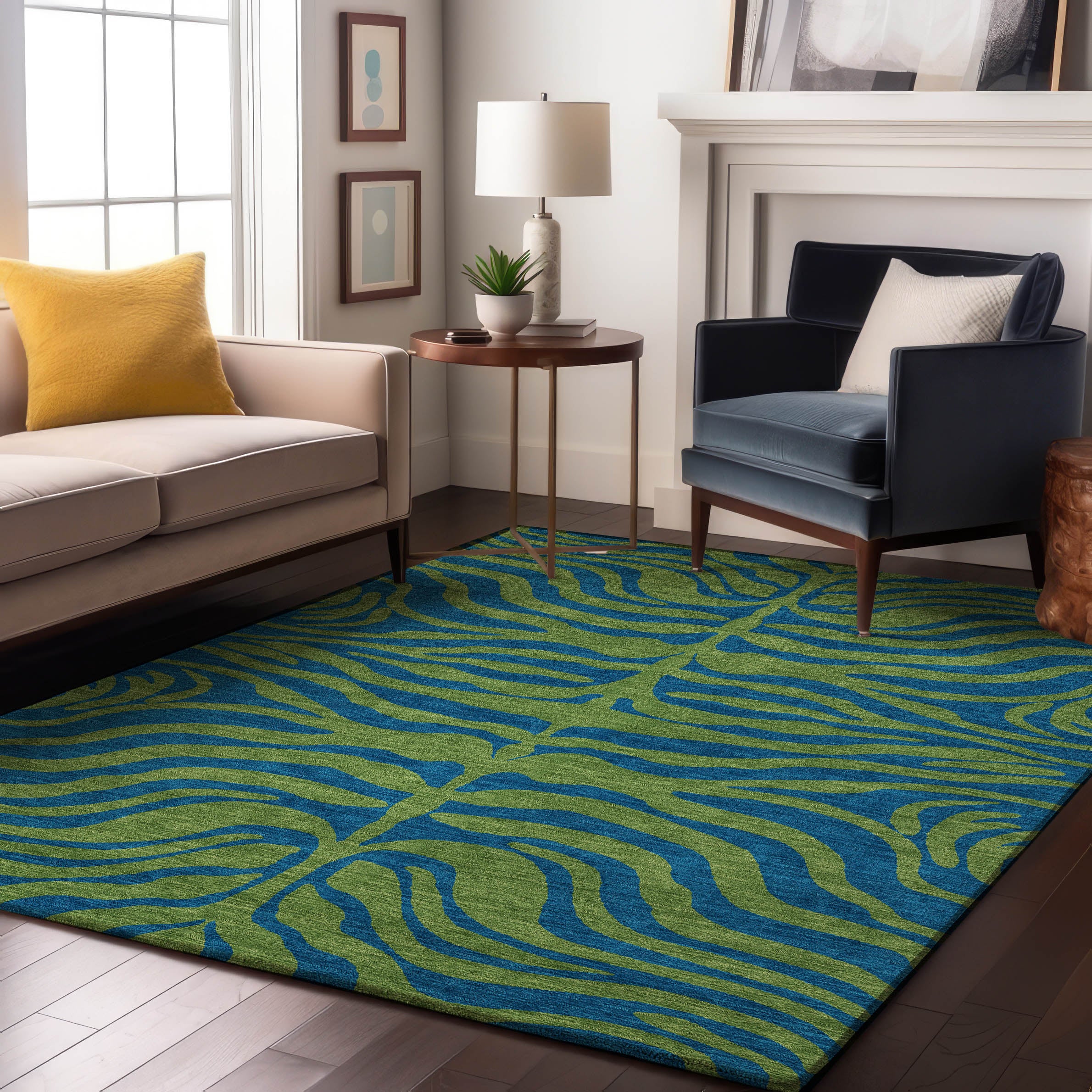Reykjavik Machine Washable Transitional Green Rug 2'6" x 3'10" #shape_Rectangle