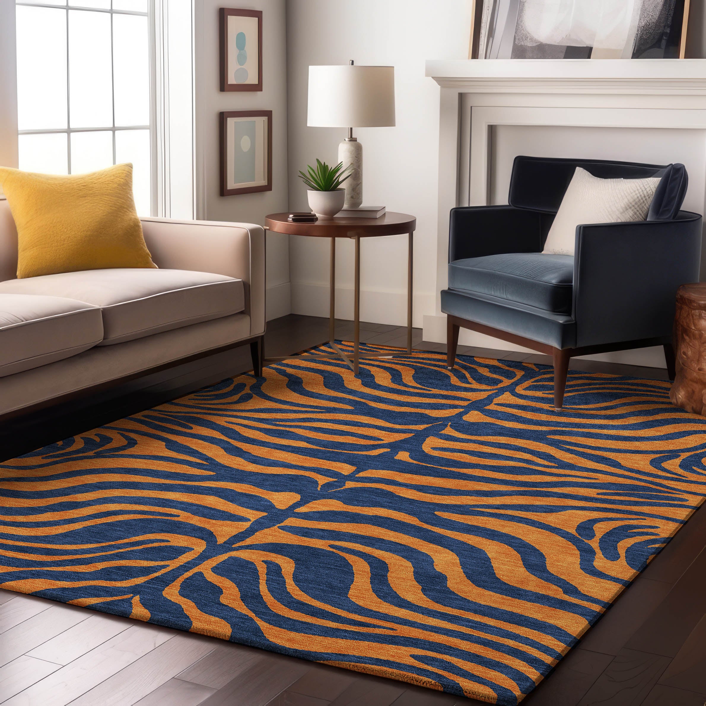 Reykjavik Machine Washable Transitional Navy Blue Rug 2'6" x 3'10" #shape_Rectangle
