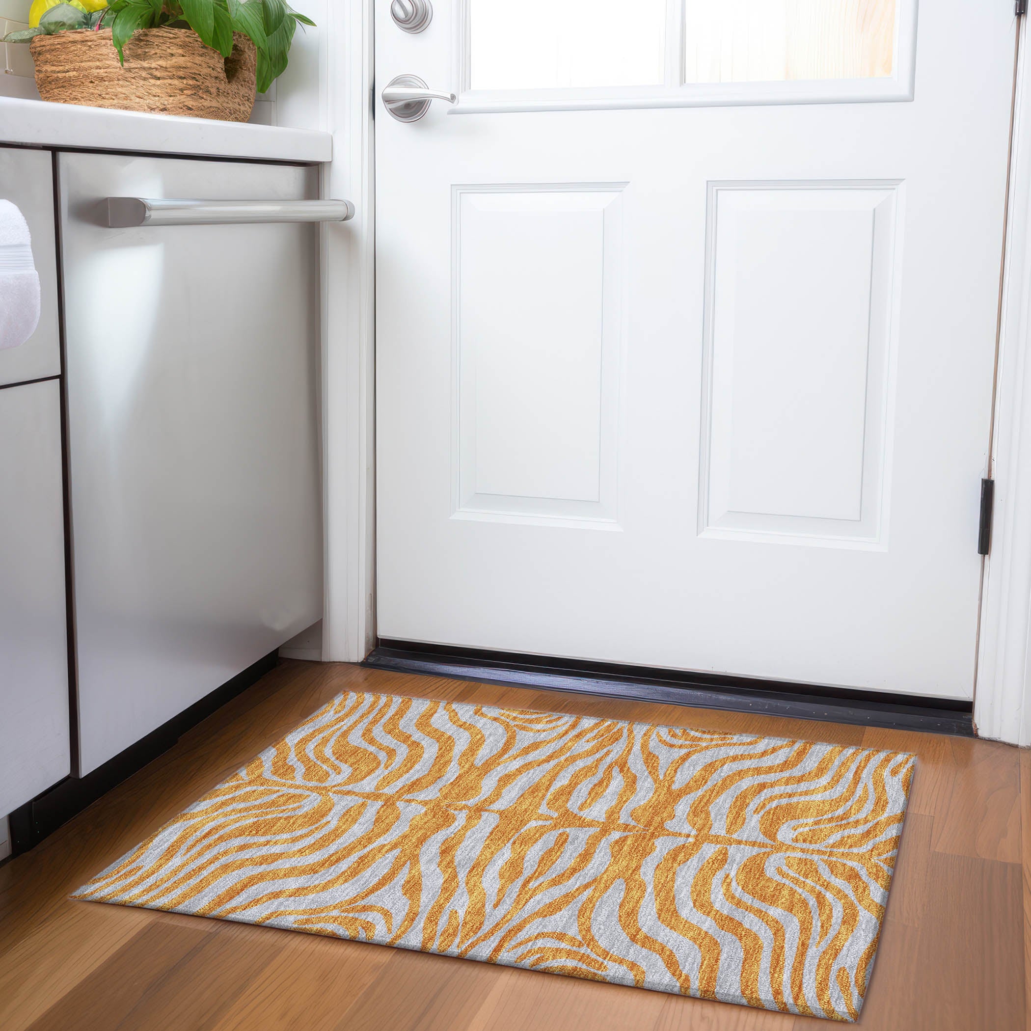 Reykjavik Machine Washable Transitional Orange Rug 1'8" x 2'6" #shape_Rectangle