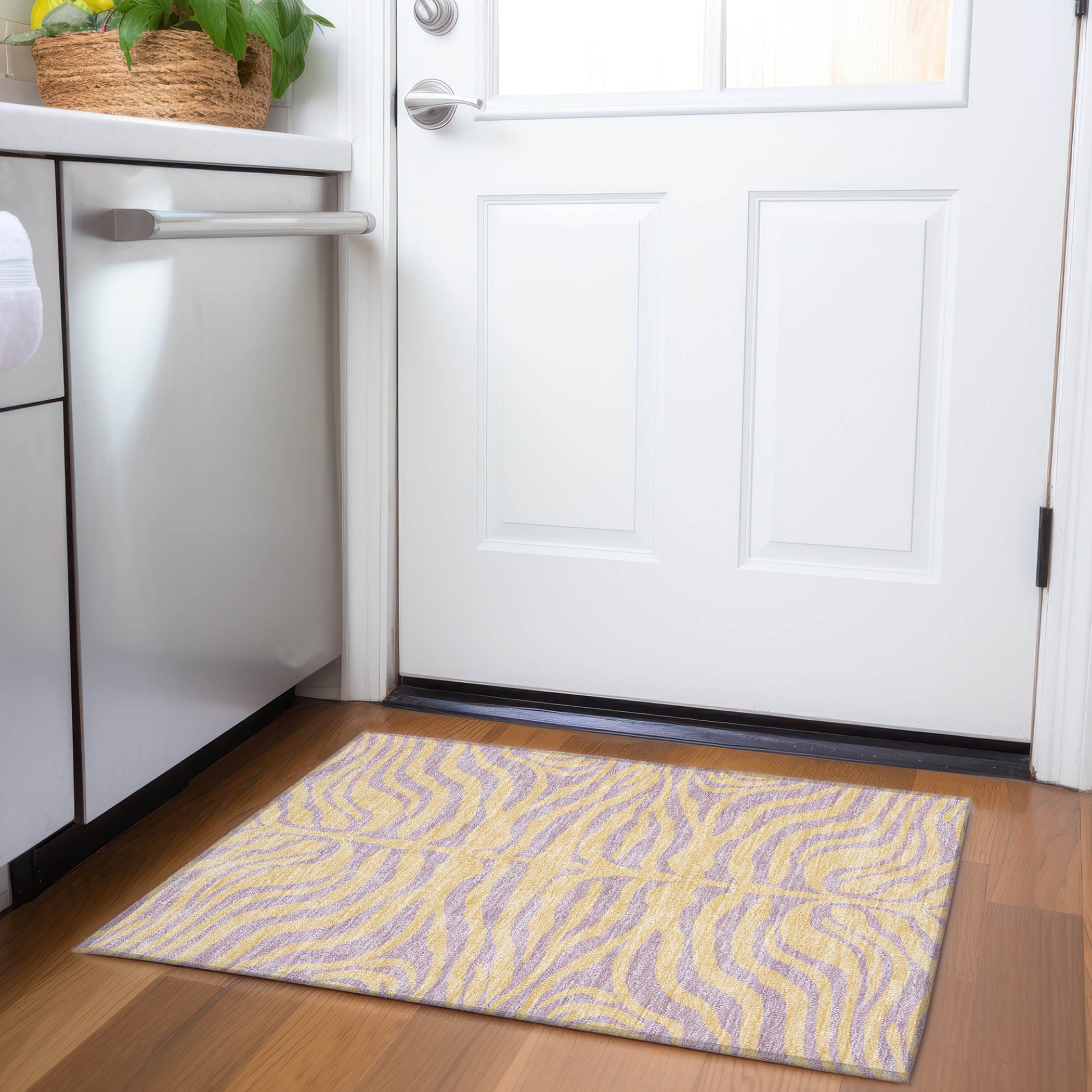 Reykjavik Machine Washable Transitional Peach Orange Rug 1'8" x 2'6" #shape_Rectangle