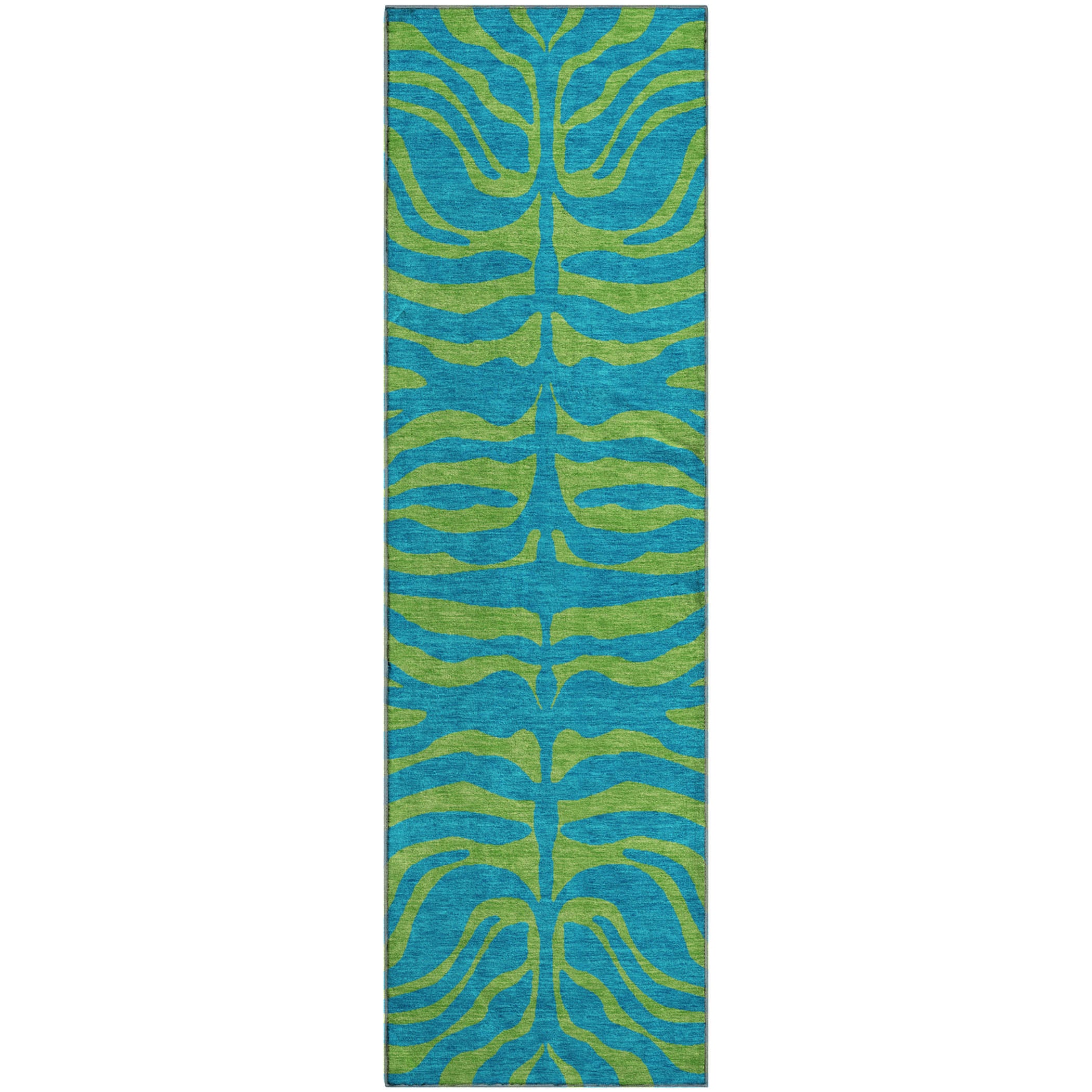 Reykjavik Machine Washable Transitional Teal Rug 2'3" x 7'6" #shape_Runner