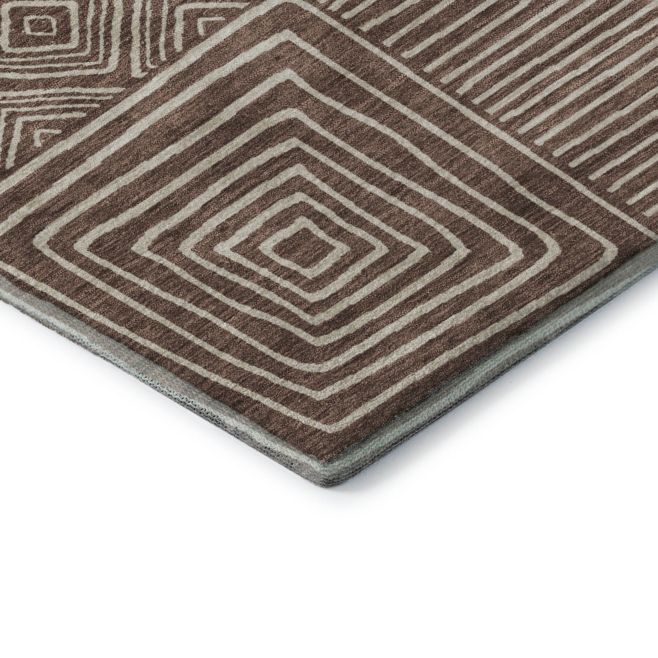 Santorini Machine Washable Transitional Brown Rug 1'8" x 2'6" #shape_Rectangle