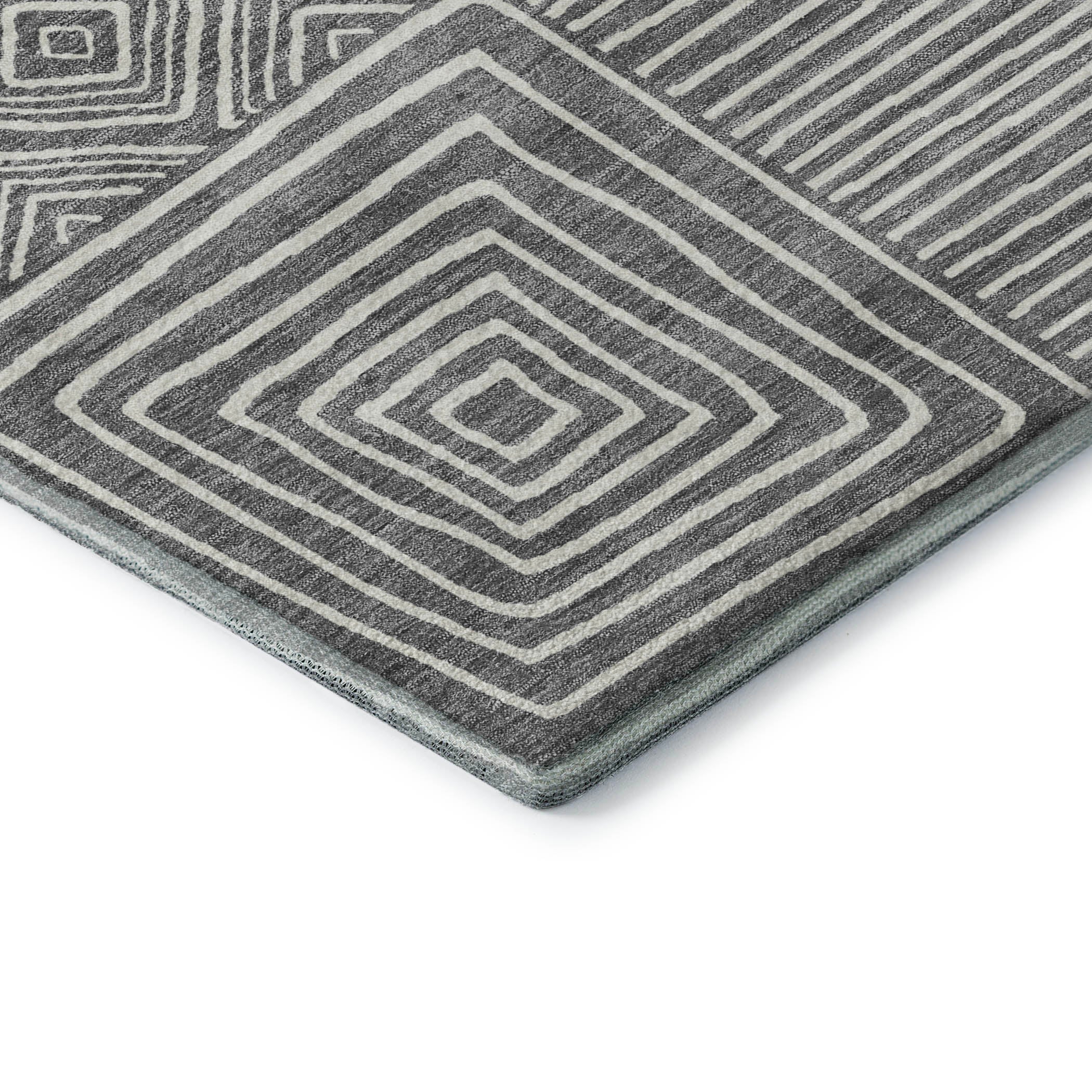 Santorini Machine Washable Transitional Charcoal Gray Rug 1'8" x 2'6" #shape_Rectangle