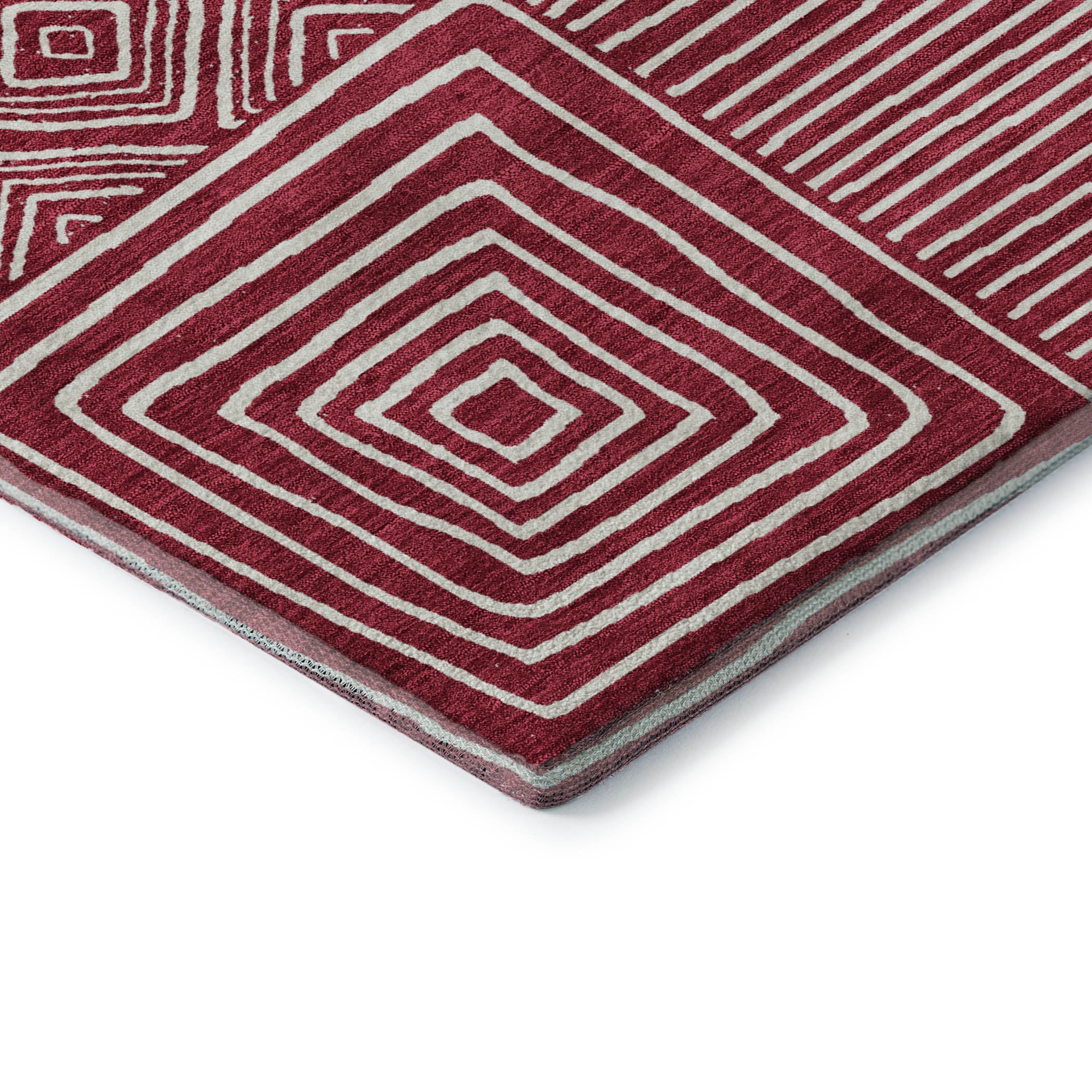Santorini Machine Washable Transitional Garnet Red Rug 1'8" x 2'6" #shape_Rectangle
