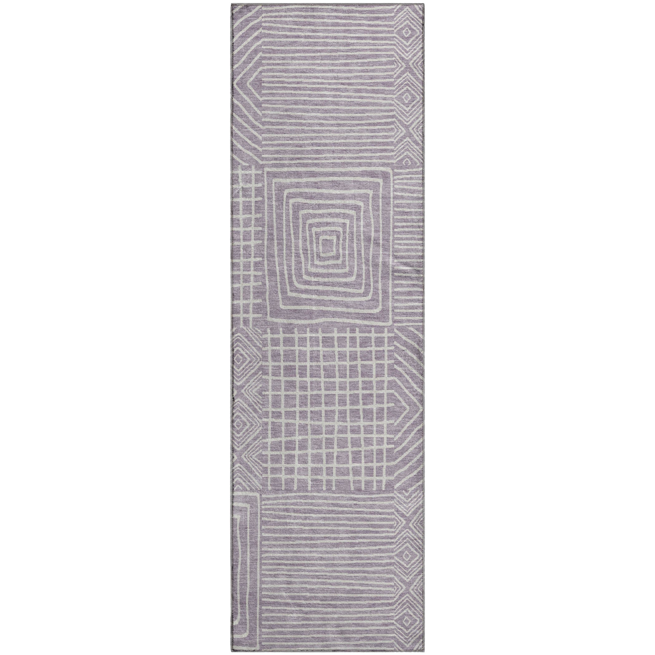 Santorini Machine Washable Transitional Lavender Purple Rug 2'3" x 7'6" #shape_Runner