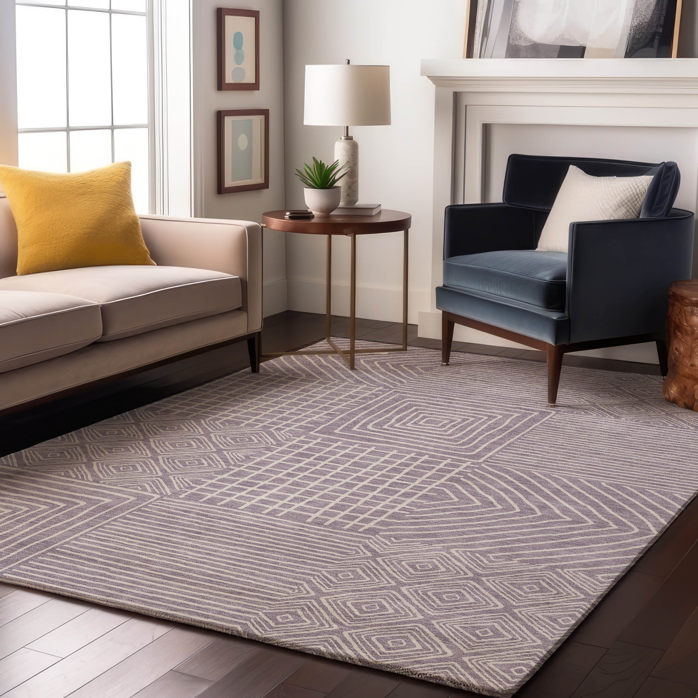 Santorini Machine Washable Transitional Lavender Purple Rug 2'6" x 3'10" #shape_Rectangle