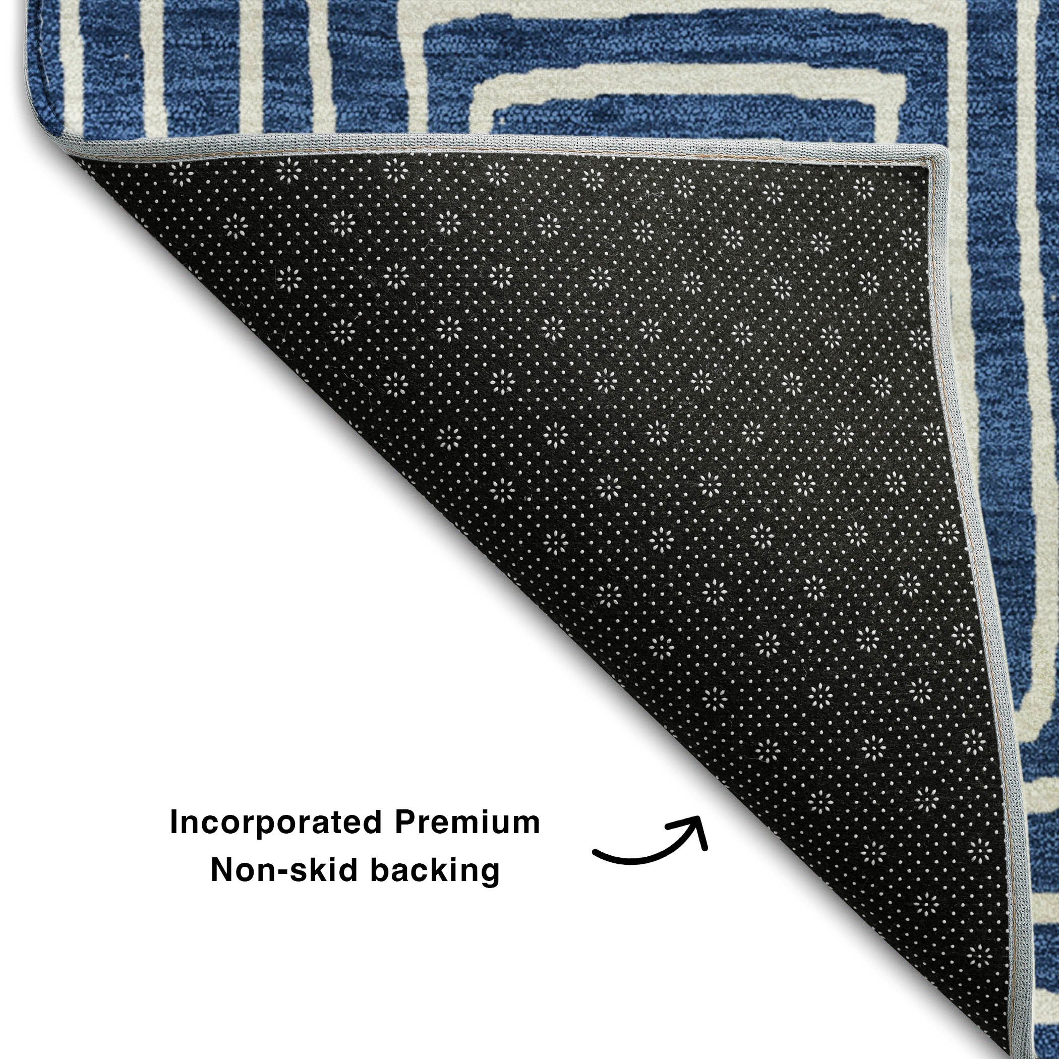 Santorini Machine Washable Transitional Navy Blue Rug 1'8" x 2'6" #shape_Rectangle