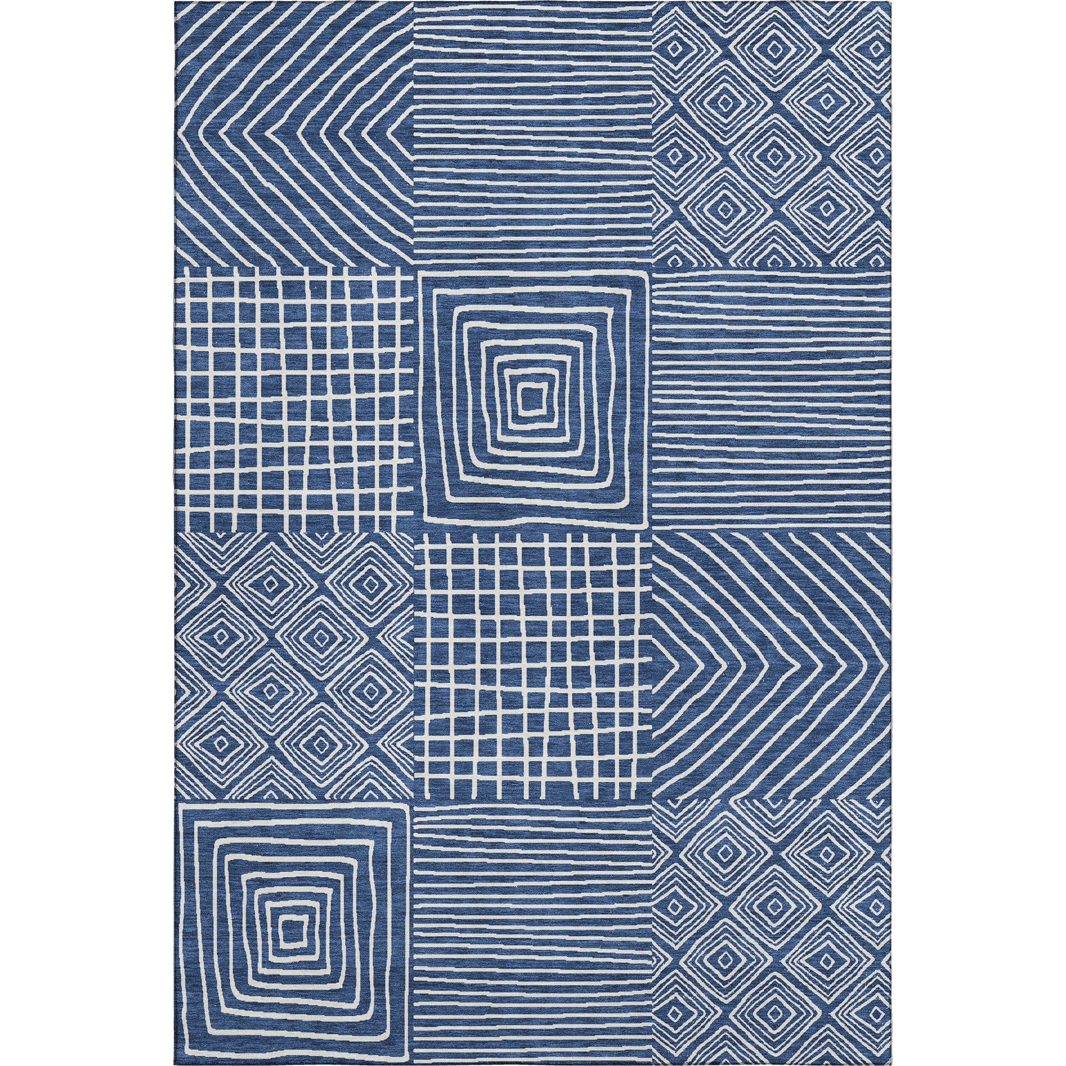Santorini Machine Washable Transitional Navy Blue Rug 2'6" x 3'10" #shape_Rectangle