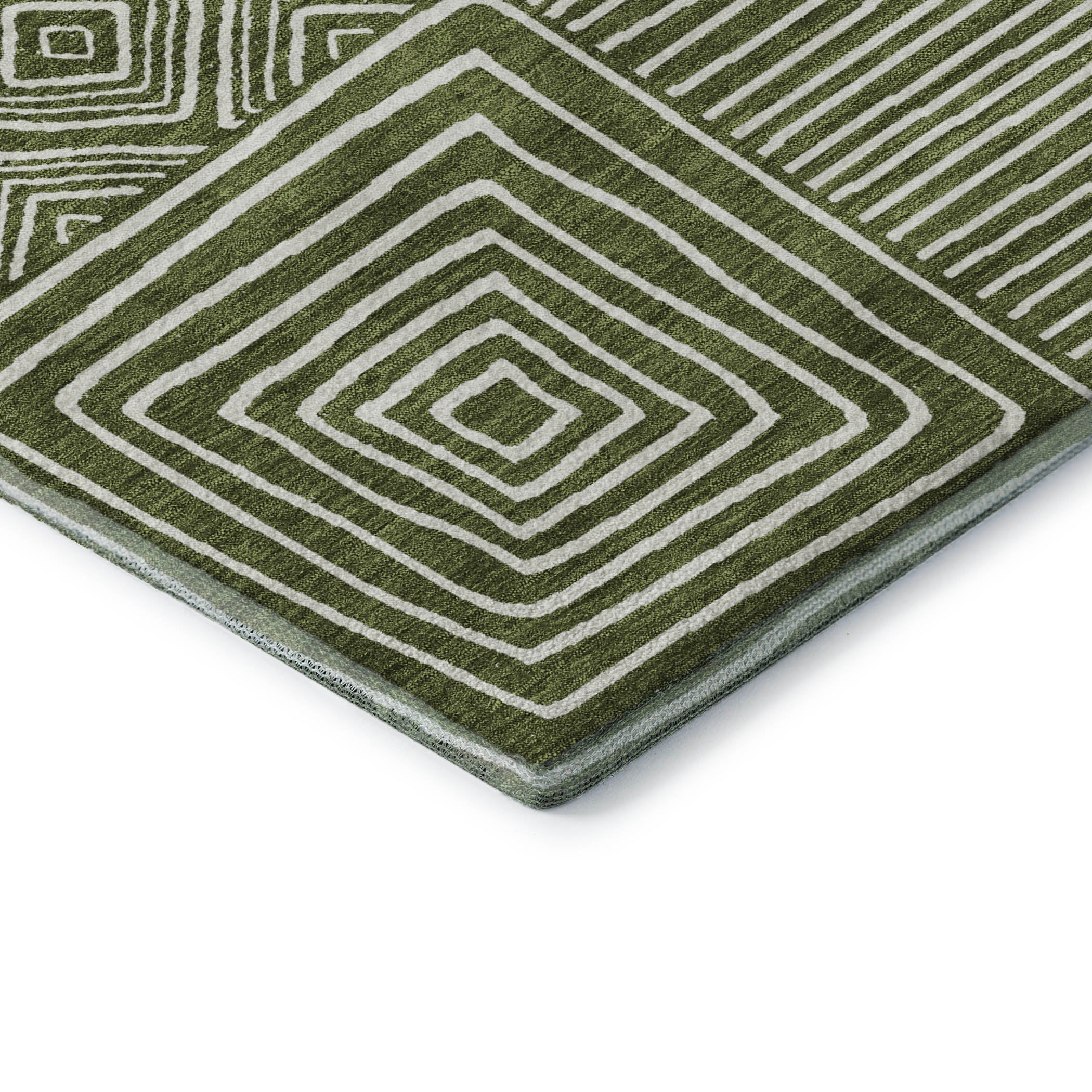 Santorini Machine Washable Transitional Olive Green Rug 1'8" x 2'6" #shape_Rectangle