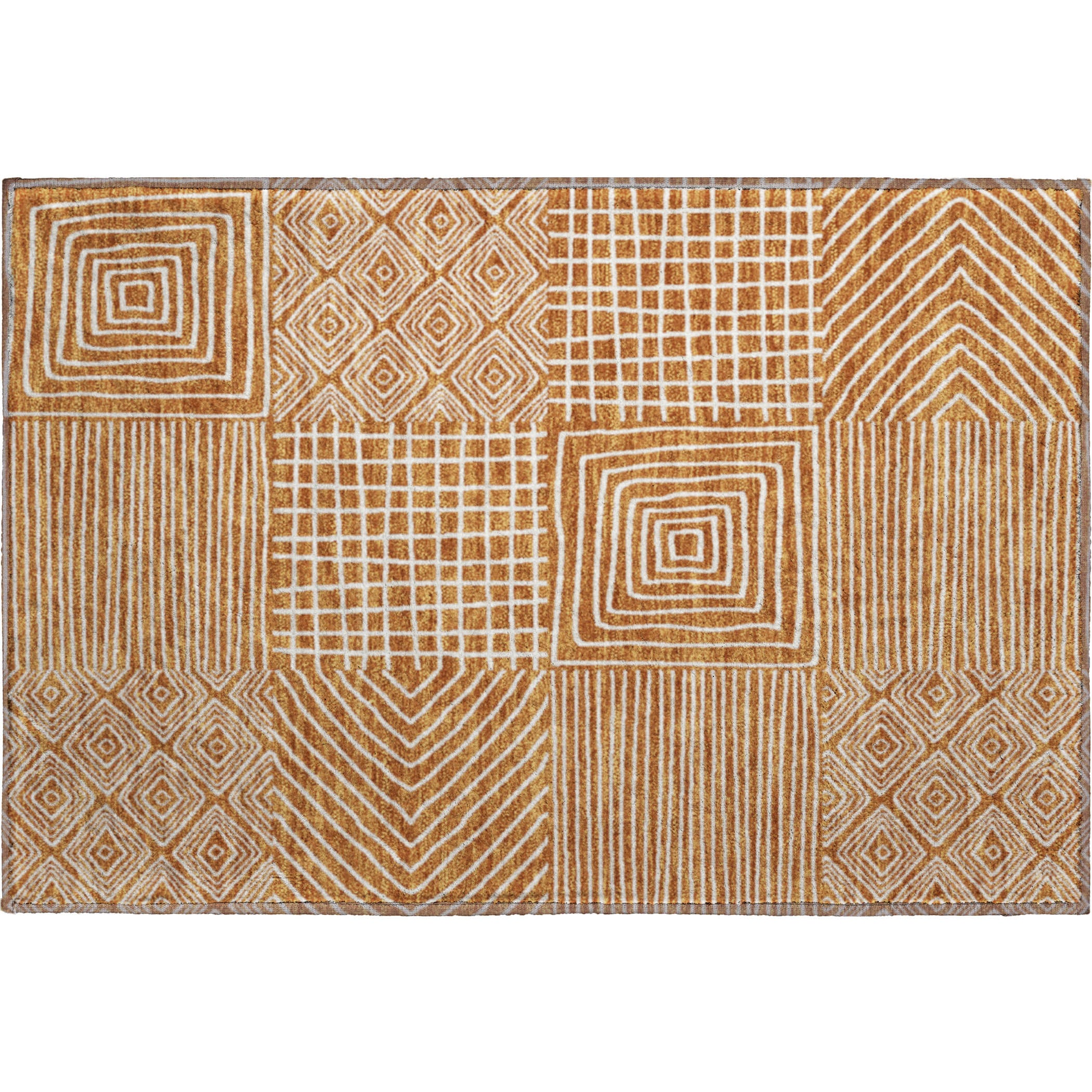 Santorini Machine Washable Transitional Paprika Orange Rug 1'8" x 2'6" #shape_Rectangle
