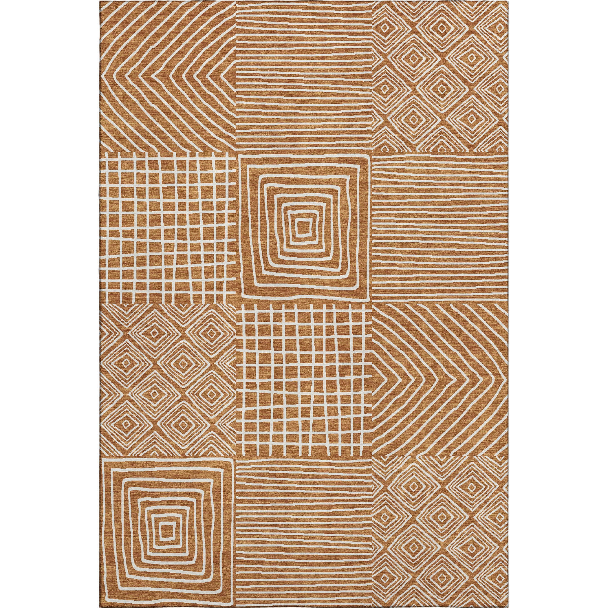 Santorini Machine Washable Transitional Paprika Orange Rug 2'6" x 3'10" #shape_Rectangle