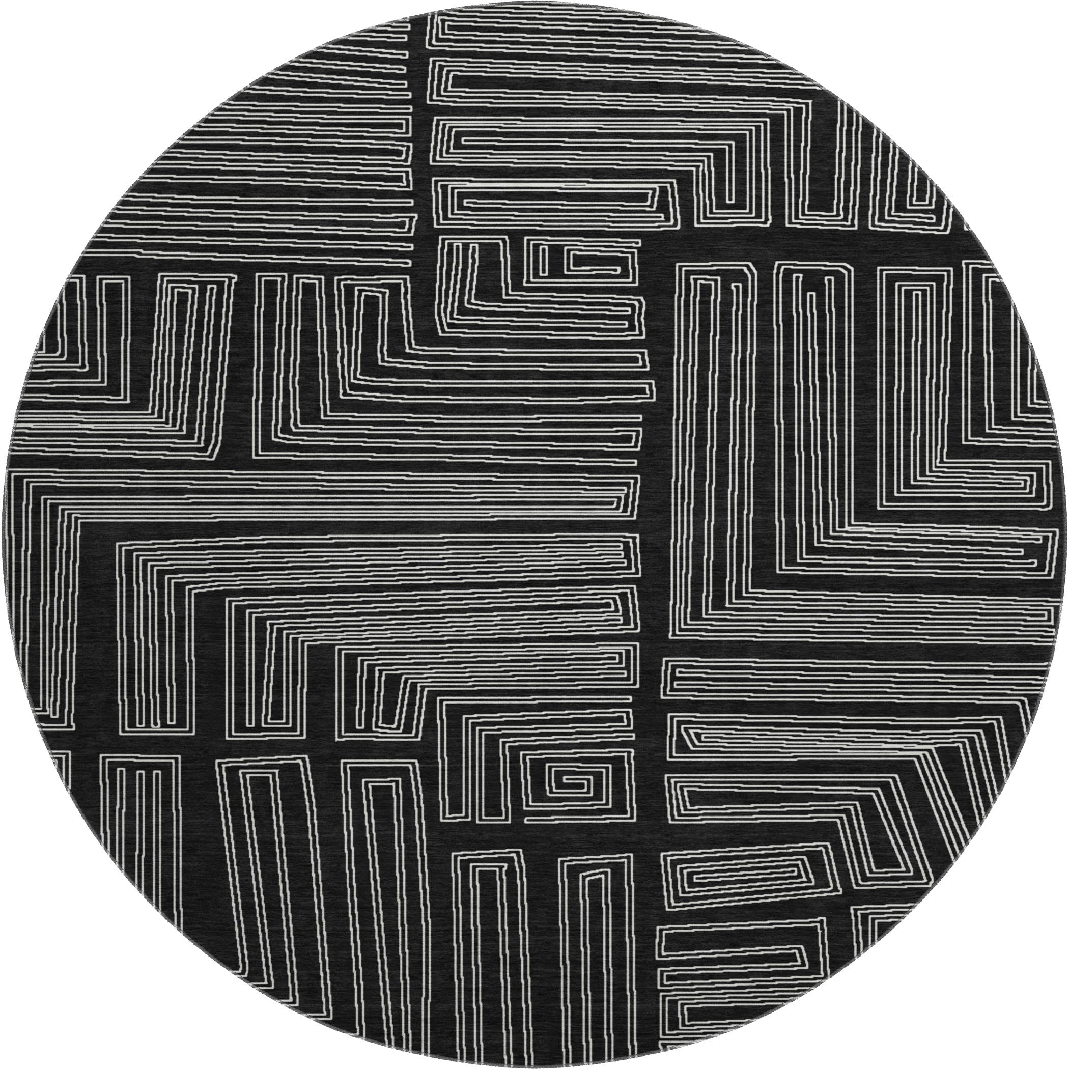 Vienna Machine Washable Transitional Black Rug 8' x 8' #shape_Round