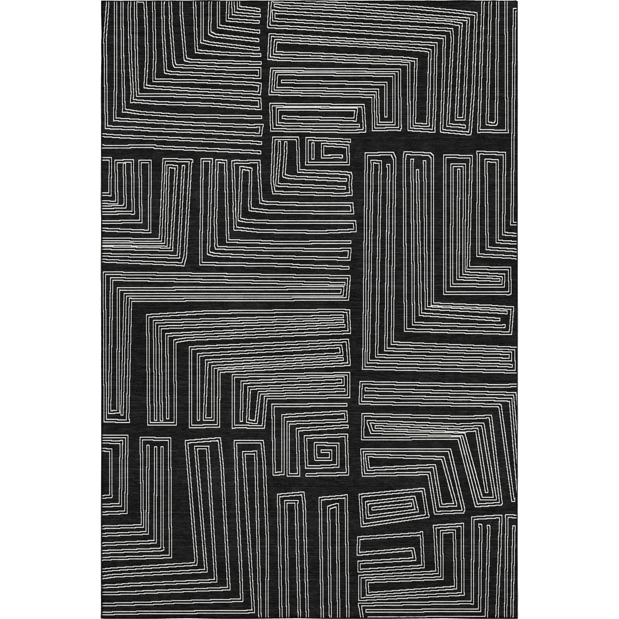 Vienna Machine Washable Transitional Black Rug 2'6" x 3'10" #shape_Rectangle
